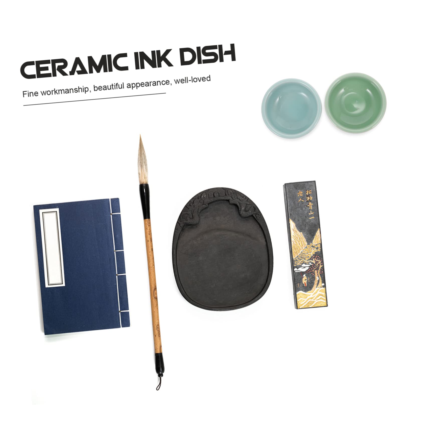 8 Pcs Ceramic Ink Dish Set - Brush Wash Tray for Chinese Calligraphy & Painting