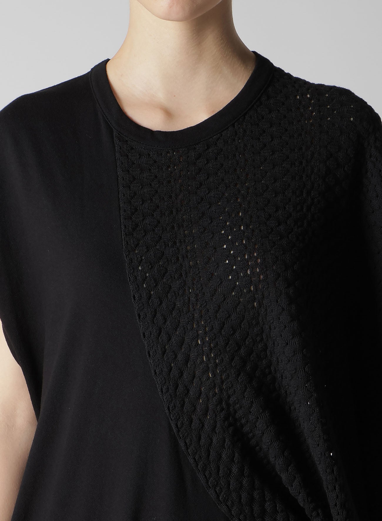 Cotton Jersey & Lace Left Shoulder Drape T-Shirt - Elegant Women's Fashion Top for Casual Wear, Parties & Date Nights