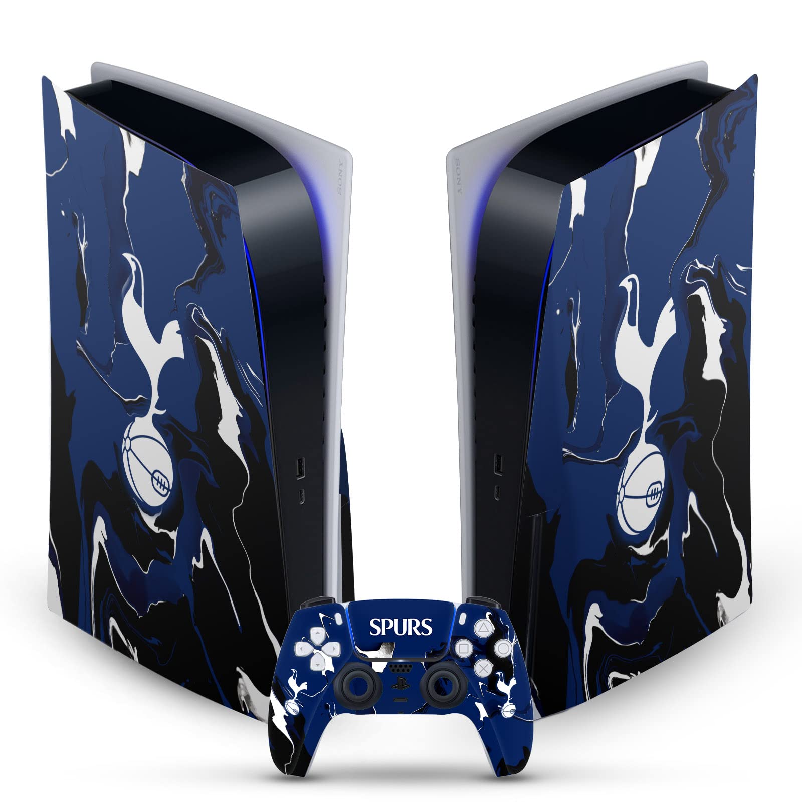 Official Tottenham Hotspur F.C. Marble Logo Vinyl Skin for PS5 & Controller - Premium Gaming Decal for Sony PlayStation 5 Disc Edition & DualSense - Perfect for Football Fans & Gamers