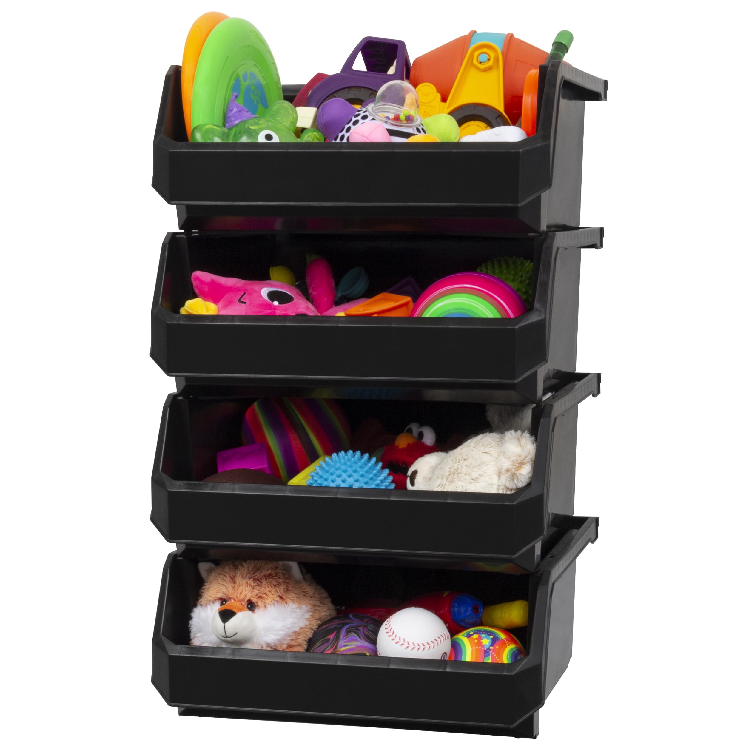 Stackable Plastic Storage Bins - 4-Pack Extra Large (14.8