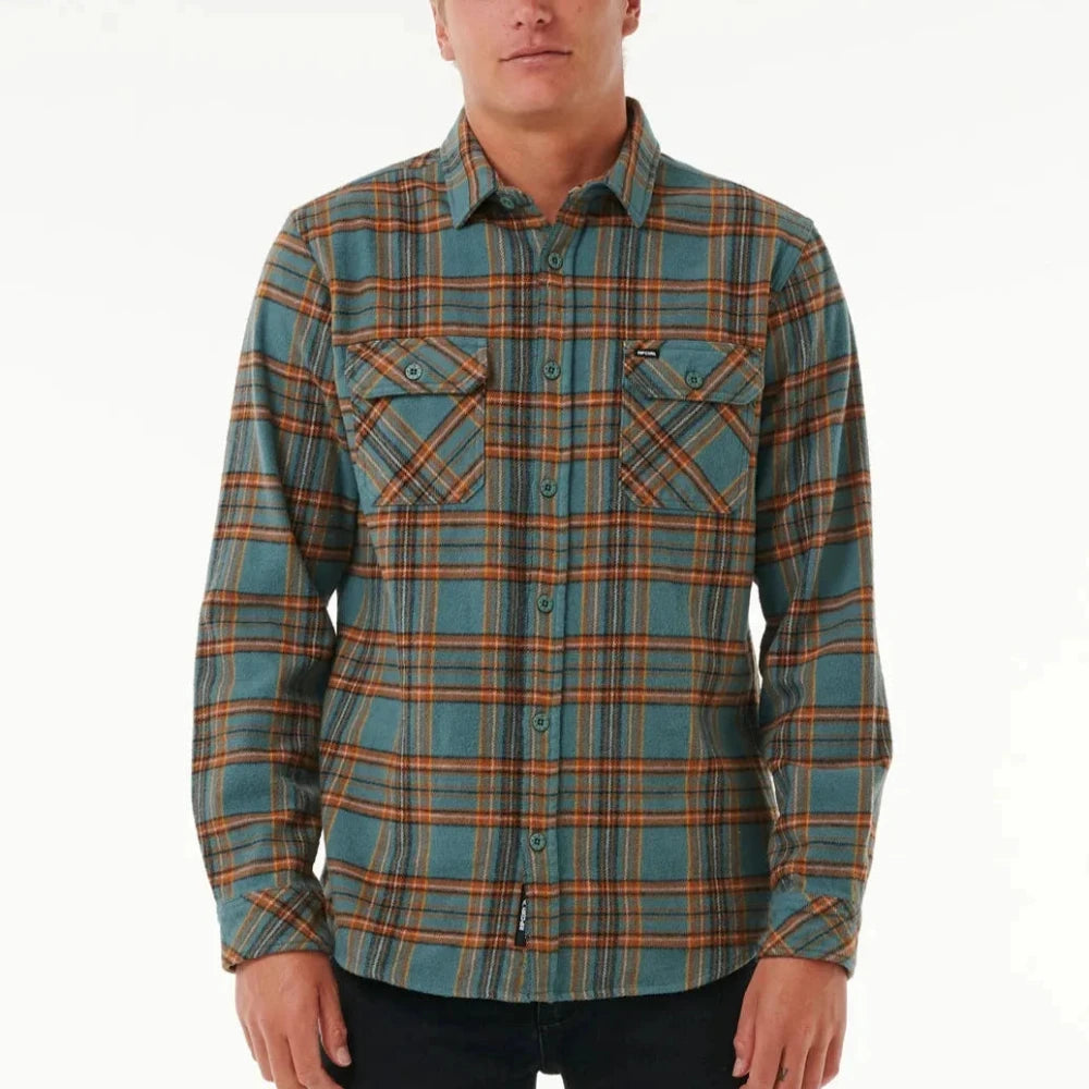 Rip Curl Griffin Long Sleeve Flannel Shirt for Men - Soft & Comfortable Plaid Button-Up - Perfect for Outdoor Adventures & Casual Wear