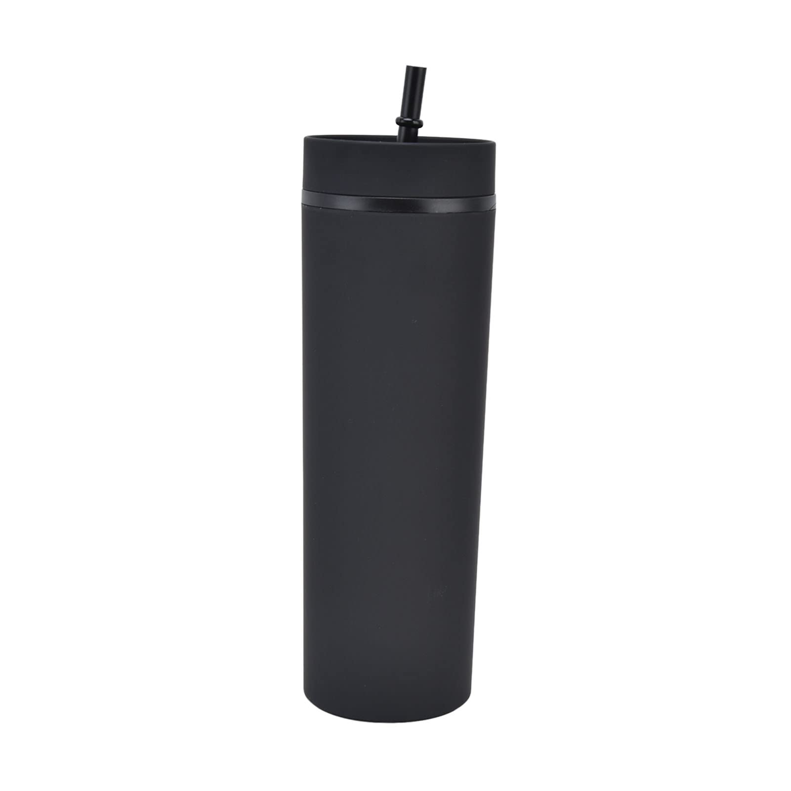 **Lightweight Plastic Straw Cup for Camping, Beach, Travel & Outdoor Activities - BPA-Free, Durable & Portable (Black)**