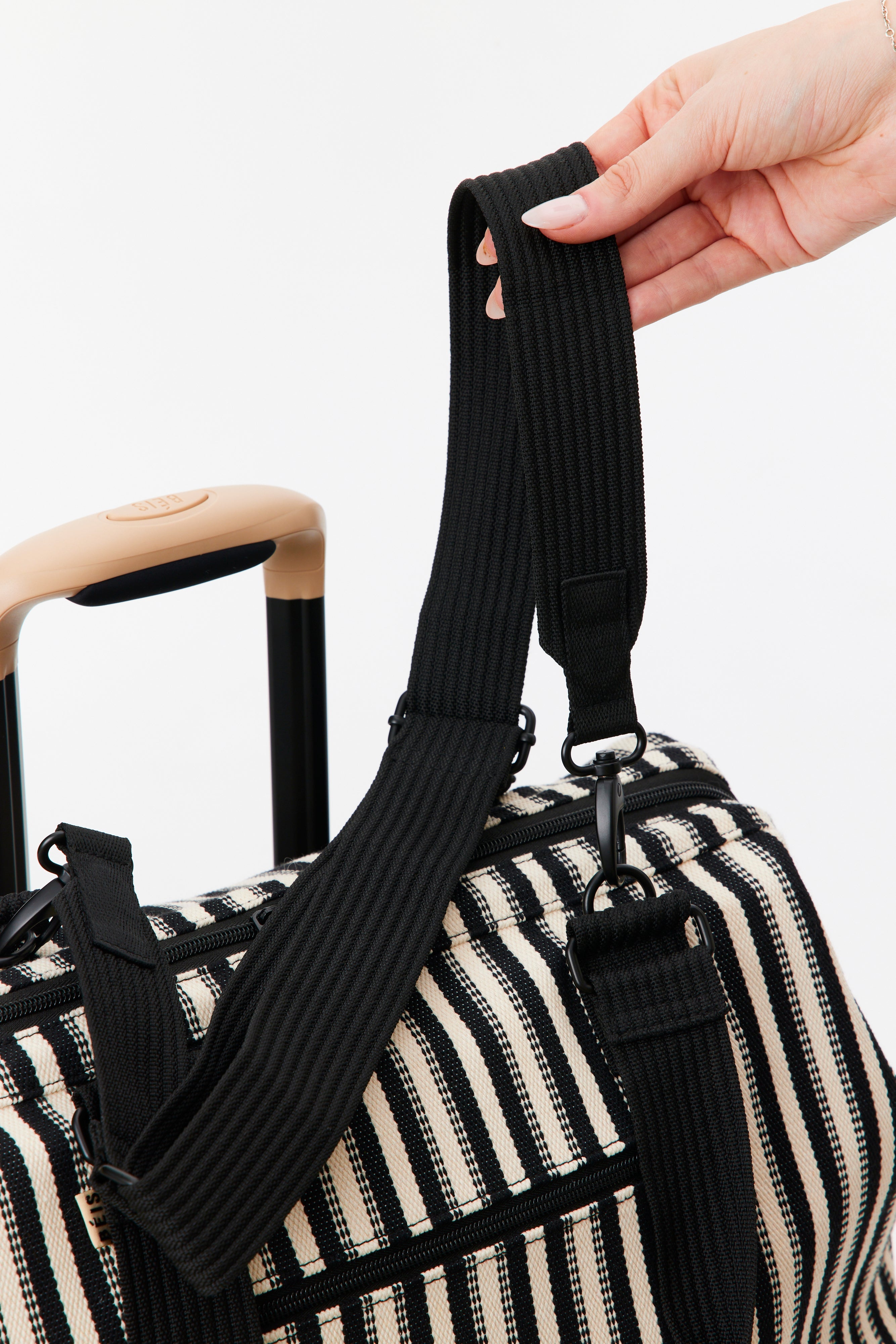 Mini Weekender Bag in Black Stripe - Stylish & Compact Carry-On for Weekend Getaways, Business Trips & Gym Essentials