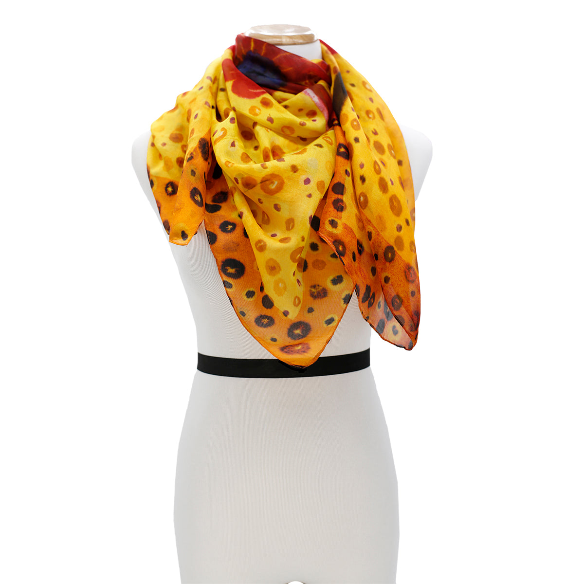 Stylish PLAYFUL Silk Square Scarf - African Daisy Print Fashion Accessory for Women, Perfect for Office, Party & Travel