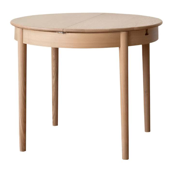 Solid Oak & Ash Wood Extendable Round Dining Table - Expandable for 4 to 8 People - Perfect for Small Spaces, Family Dinners & Entertaining Guests