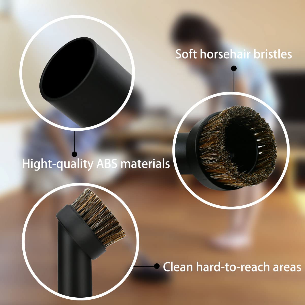 2 Pack Black Round Dust Brush 1.25