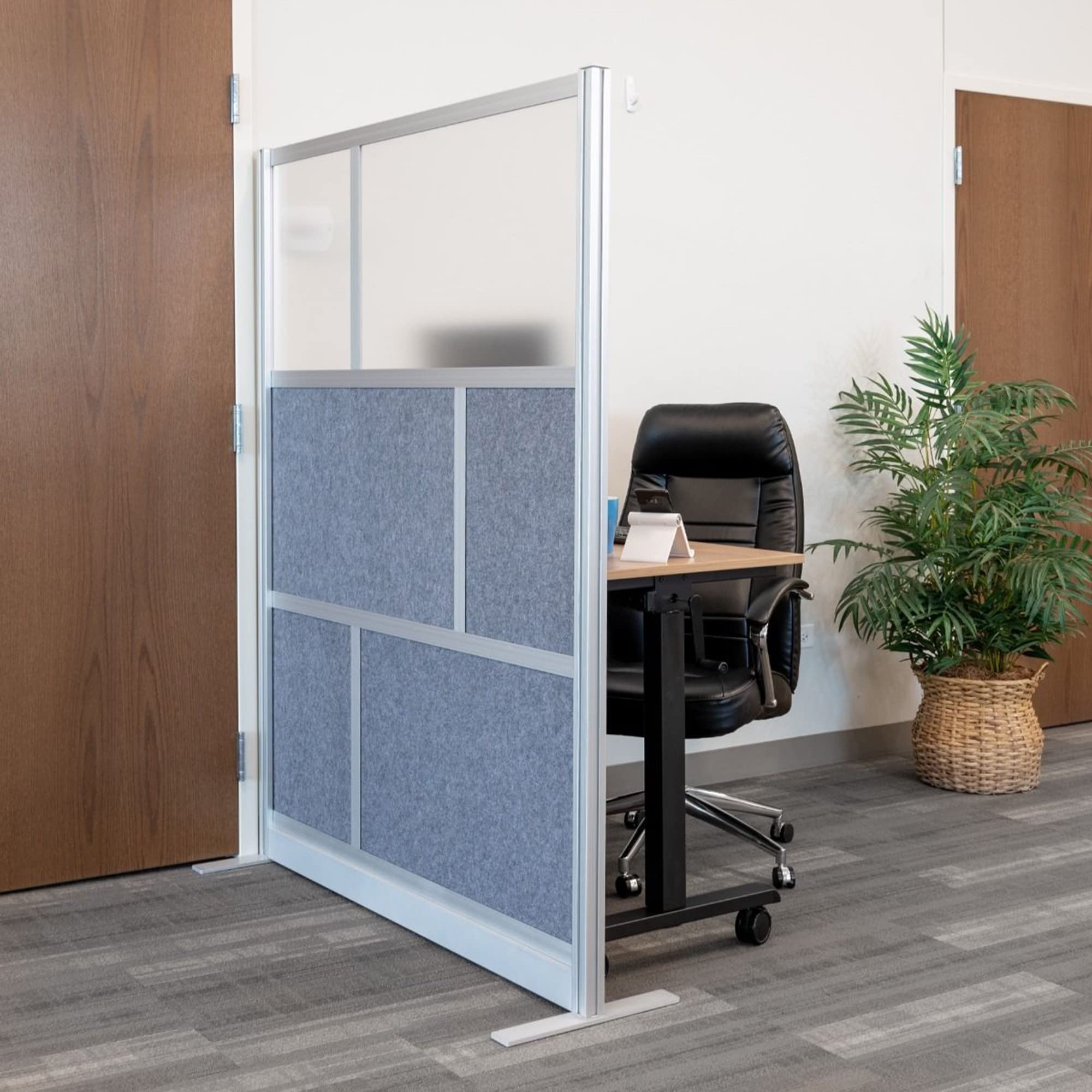LUXOR MW-5370-FCG Modular Wall Room Divider System - Silver Frame, 53
