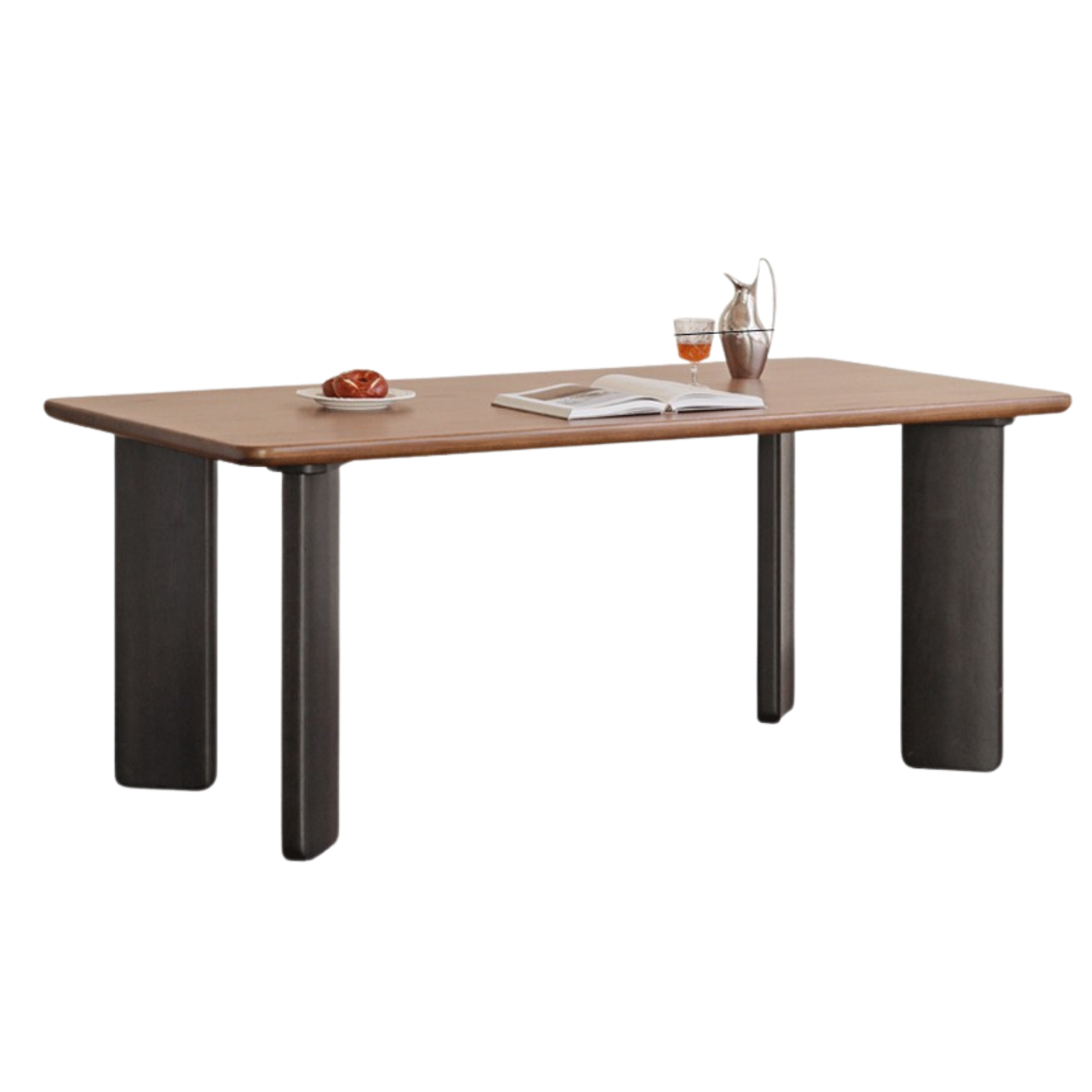 Premium Black Walnut Solid Wood Rectangular Dining Table - Modern Luxury Design for Dining Room, Kitchen, and Home Decor