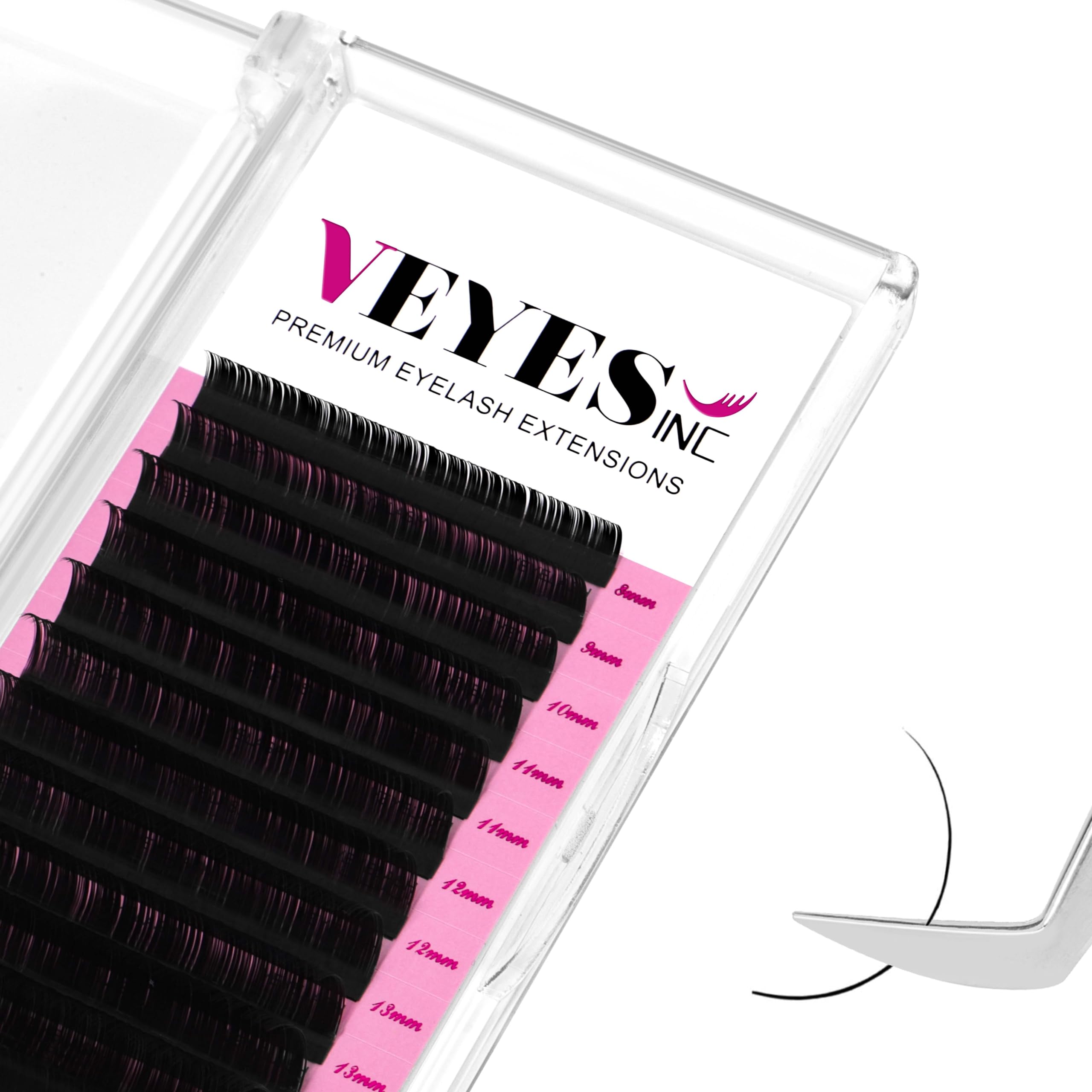 VEYES INC Classic Volume Lash Extensions 0.03-0.20mm - J/B/L/C/CC/D/DD Curl 5-25mm Mixed & Single Length Tray - Premium Silk Eyelashes for Professional Lash Technicians - Matte Black 0.07 C 8-16mm - Perfect for Salon, Bridal & Special Occasion Makeup