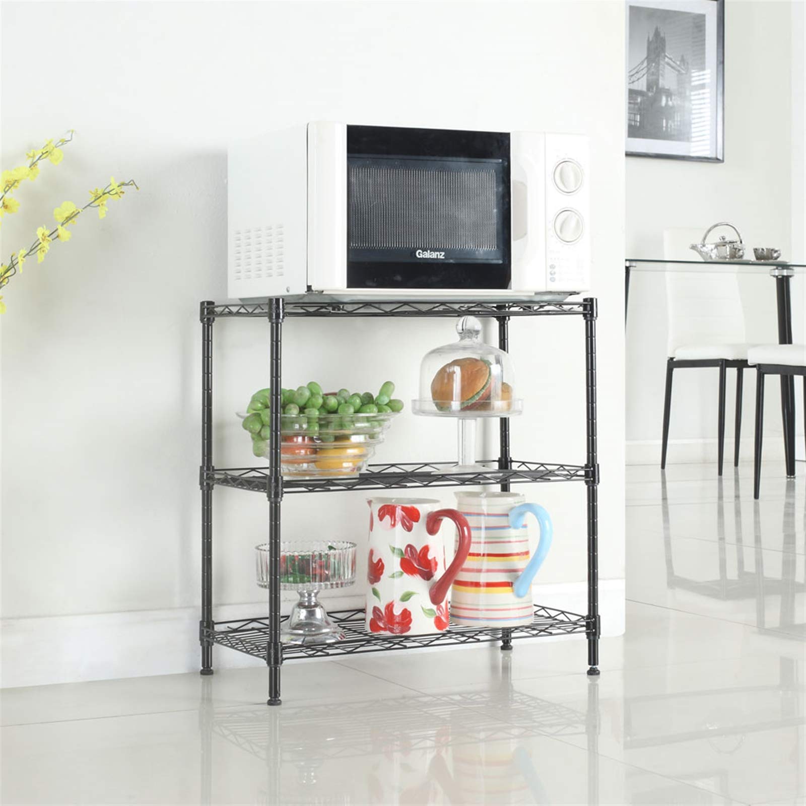 OASIS MARINE 3-Tier Heavy Duty Carbon Steel Wire Shelving Unit with PP Storage Rack - Space Saving Organizer for Garage, Kitchen, Pantry, and Warehouse Storage
