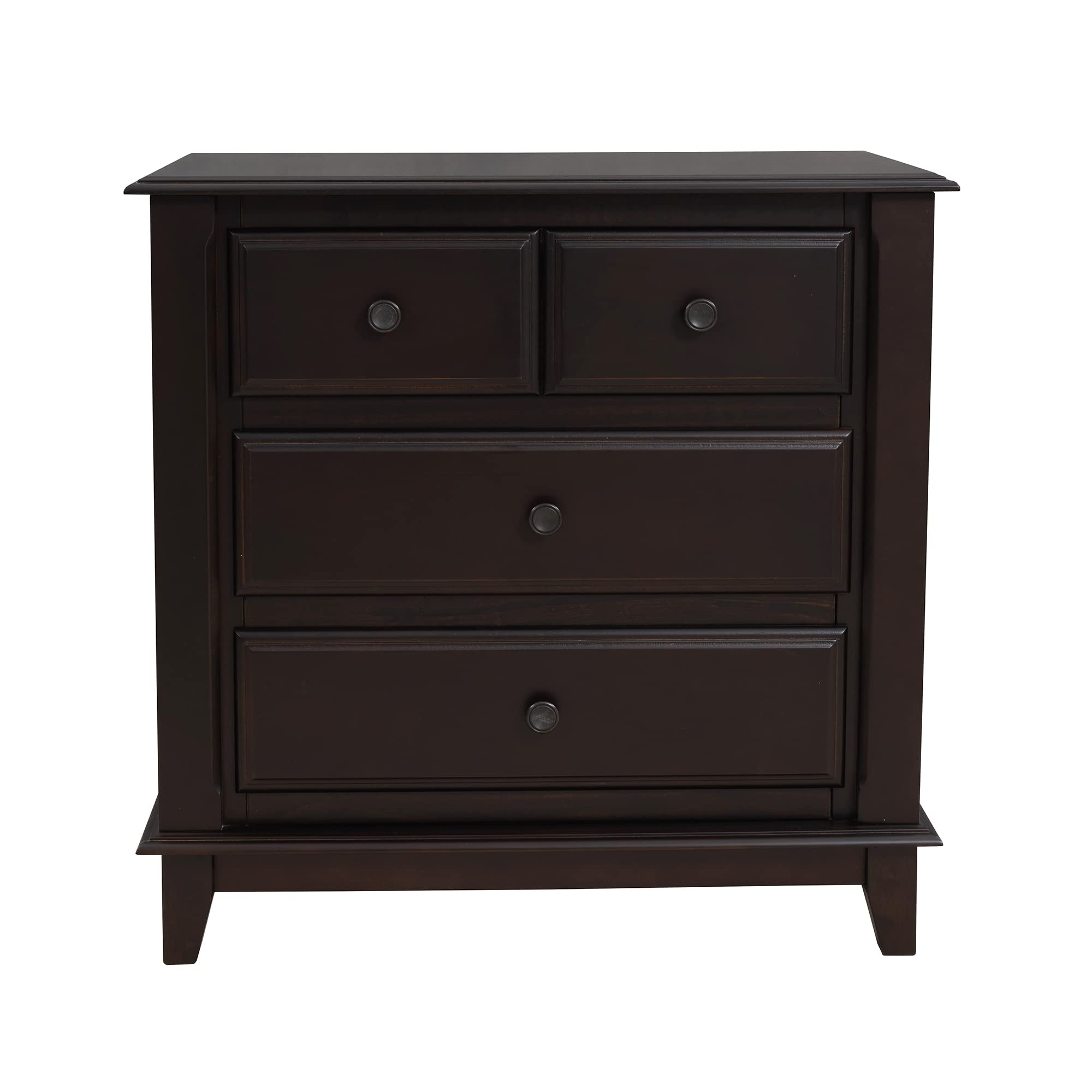Modern Wooden Nightstand with 3 Drawers - Espresso Brown Bedside Table for Bedroom, Living Room | Compact Storage Solution for Small Spaces, Perfect for Holding Books, Lamps & Bedroom Essentials