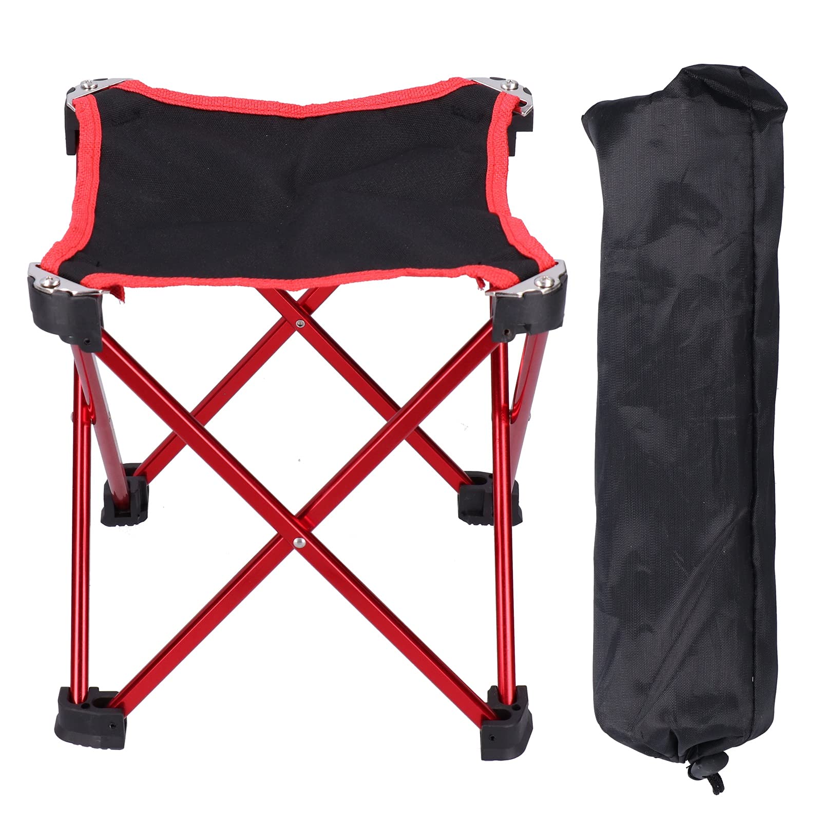 Lightweight Aluminum Alloy Folding Camping Chair - Portable 4-Leg Stool for Fishing, Gardening, Outdoor & Indoor Use - Compact Garden Supplies (Red)