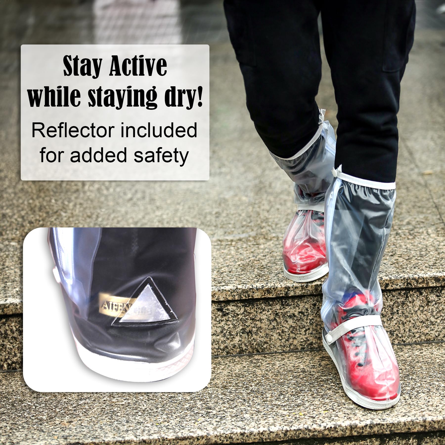 Waterproof Rain Shoe Covers for Men & Women - Reusable Non-Slip Overshoes & Galoshes for Walking, Commuting & Outdoor Activities