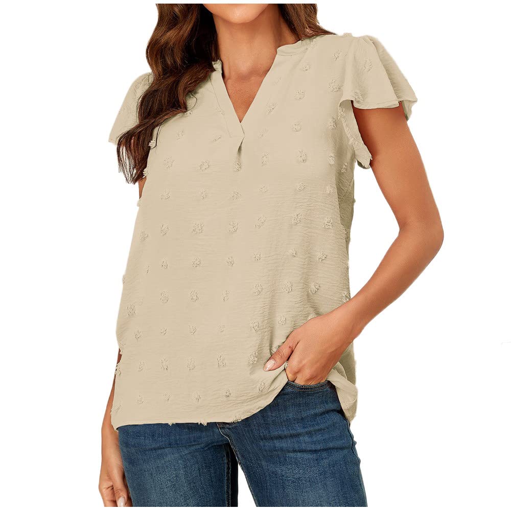 Women's V-Neck Short Sleeve T-Shirts - Summer Casual Solid Color Tops & Blouses - Plus Size Available - Perfect for Daily Wear, Workouts, and Weekend Outings