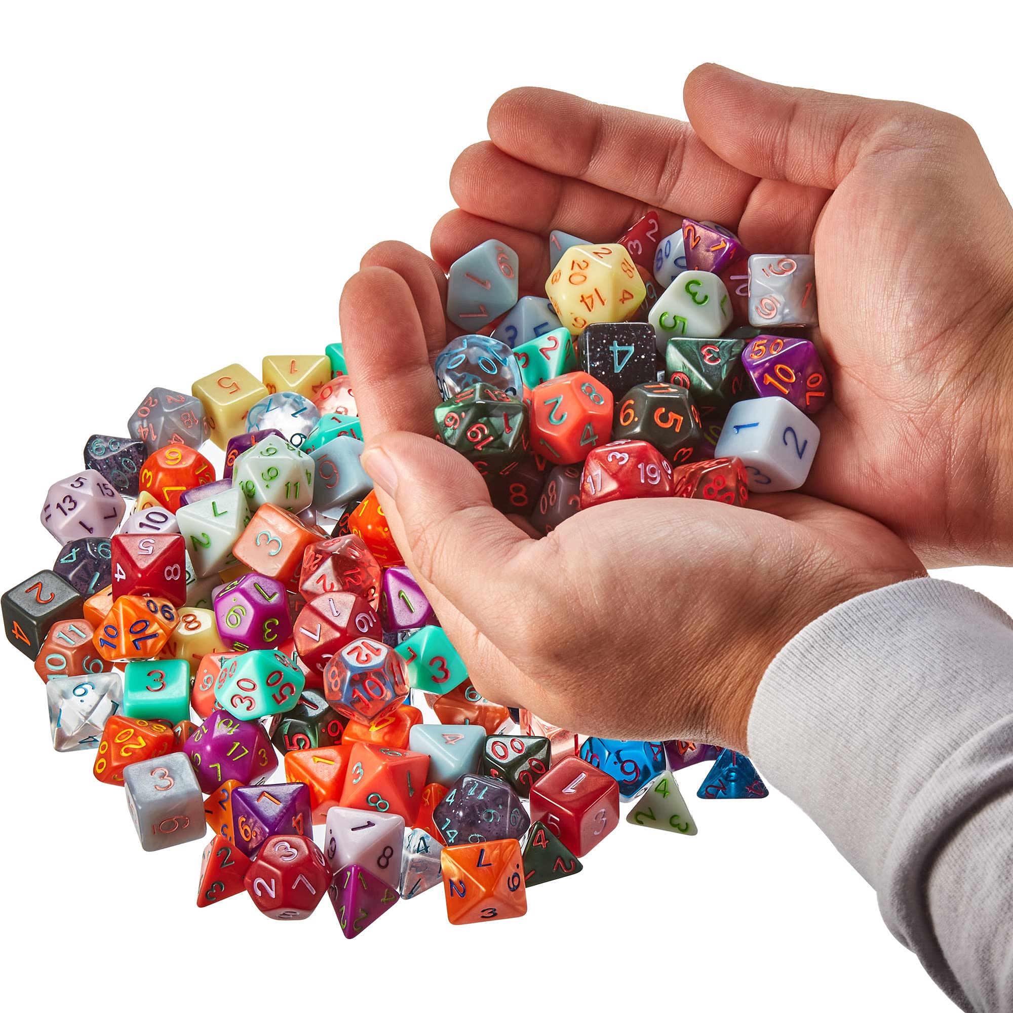 Series IV 100+ Polyhedral Dice Random Bag - 15 Sets of 7 Unique Colored Dice for TTRPG, DND, RPG Tabletop Games - Bulk D20, D12, D10, D00, D8, D6, D4 Dice - Perfect for Dungeons & Dragons, Pathfinder, and Role-Playing Game Nights