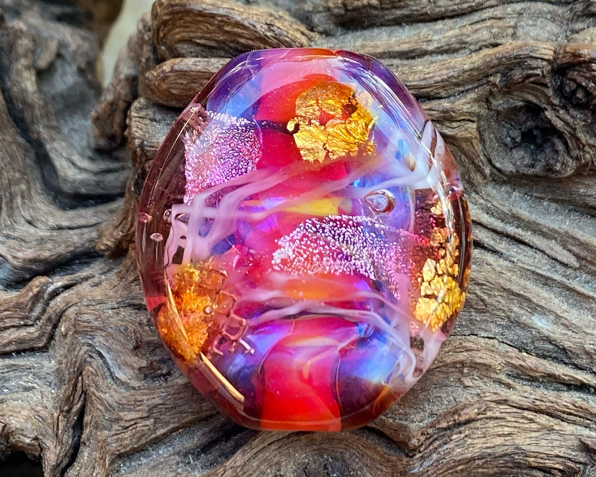 OMG Pink Treasure Lampwork Focal Bead SRA - Handmade Glass Beads for Jewelry Making, DIY Crafts, Bracelets & Necklaces - Perfect for Beaders and Craft Enthusiasts