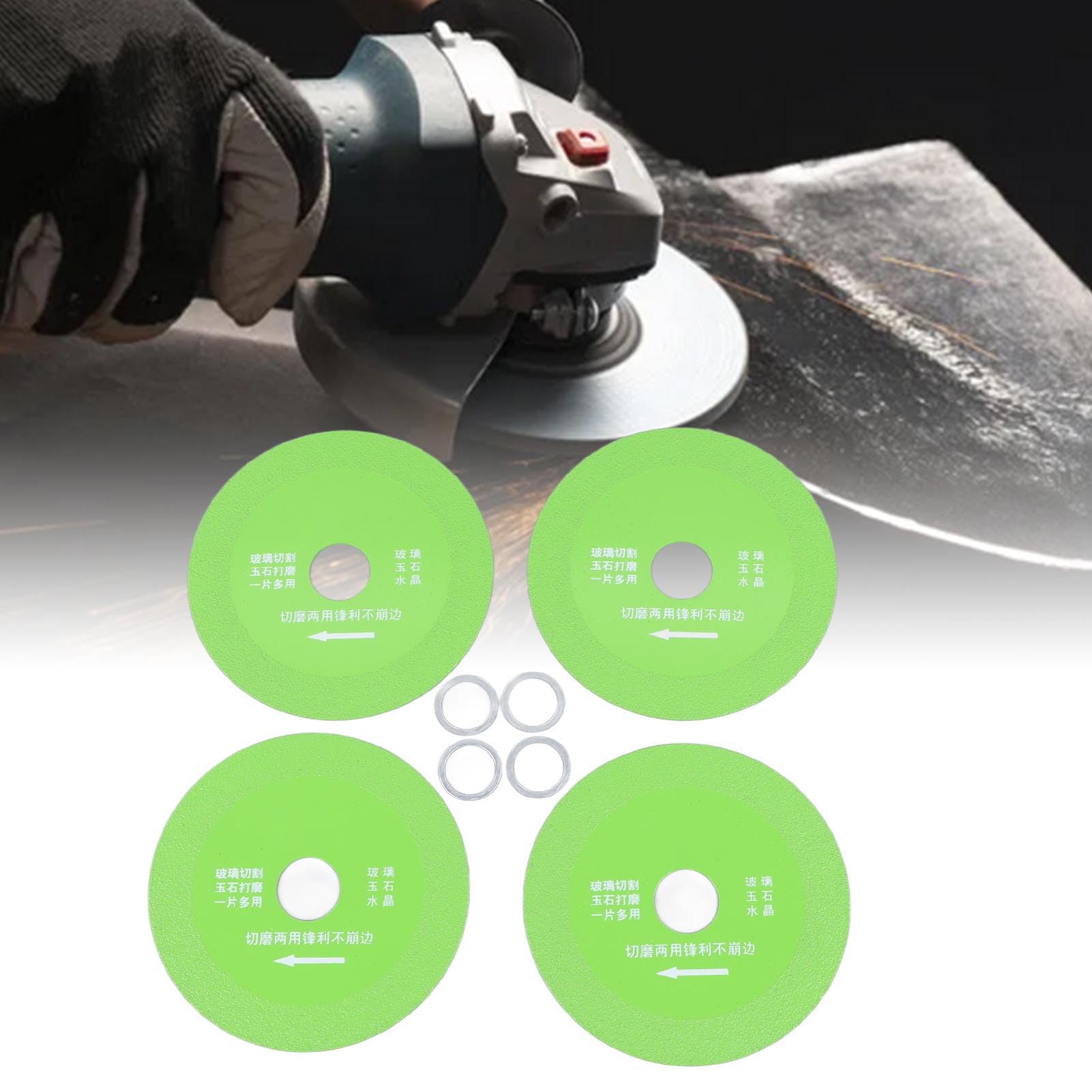 4Pcs 4-Inch Glass Cutting Discs for Angle Grinder - High Manganese Steel Saw Blade Wheel for Ceramic, Jade Stone & Wine Bottles - Perfect for DIY Projects, Home Renovations & Crafting