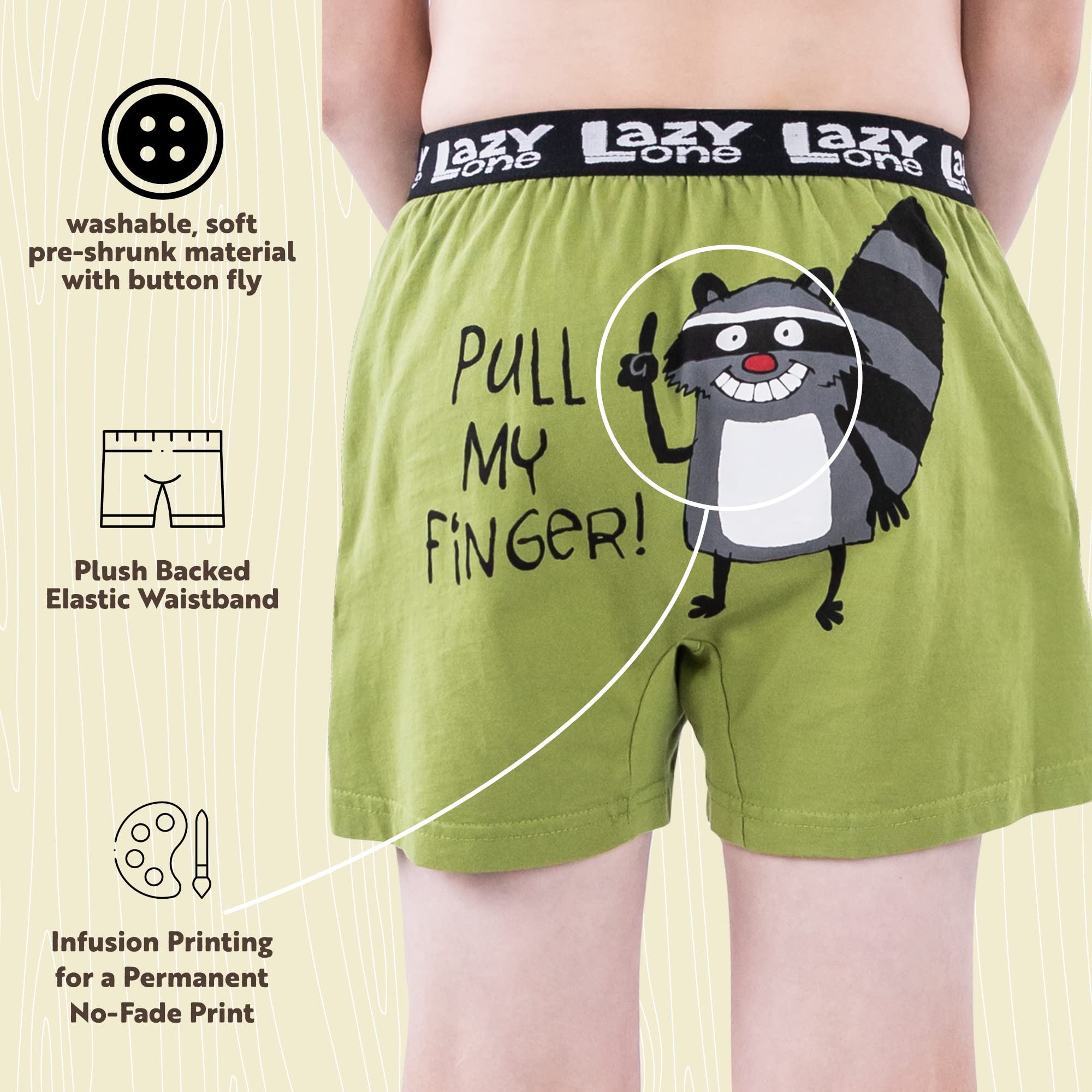 Funny Animal Boxer Shorts for Boys - Lazy One Novelty Underwear | Humorous Kids' Pajama Pants & Gag Gifts for Birthdays, Christmas | Comfortable Cotton Sleepwear for Playtime and Lounging