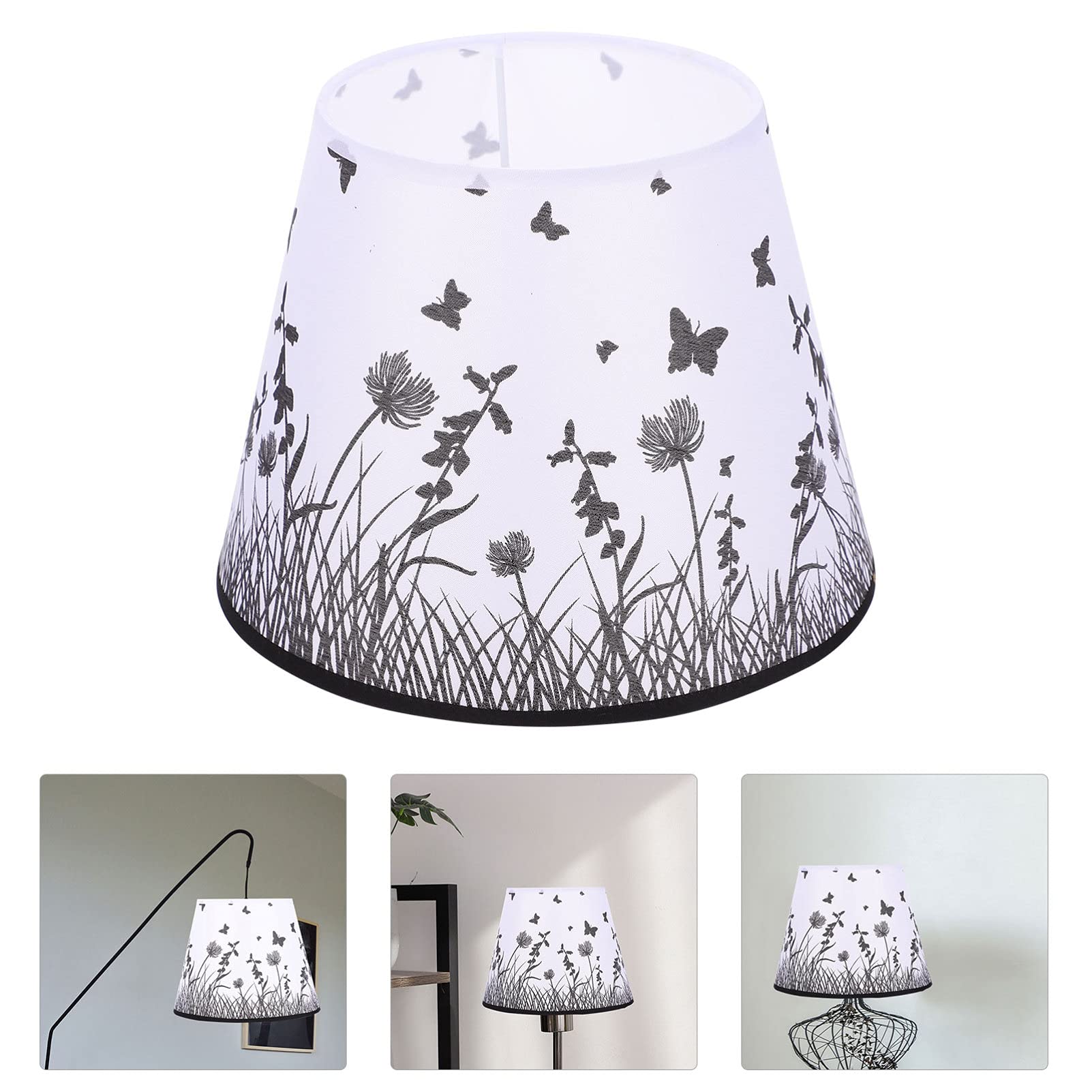 Uonlytech Floral Fabric Lampshade - E27 Drum Lamp Shade for Table Lamps Replacement (22x14x17cm) - Perfect for Bedroom, Living Room & Office Decor