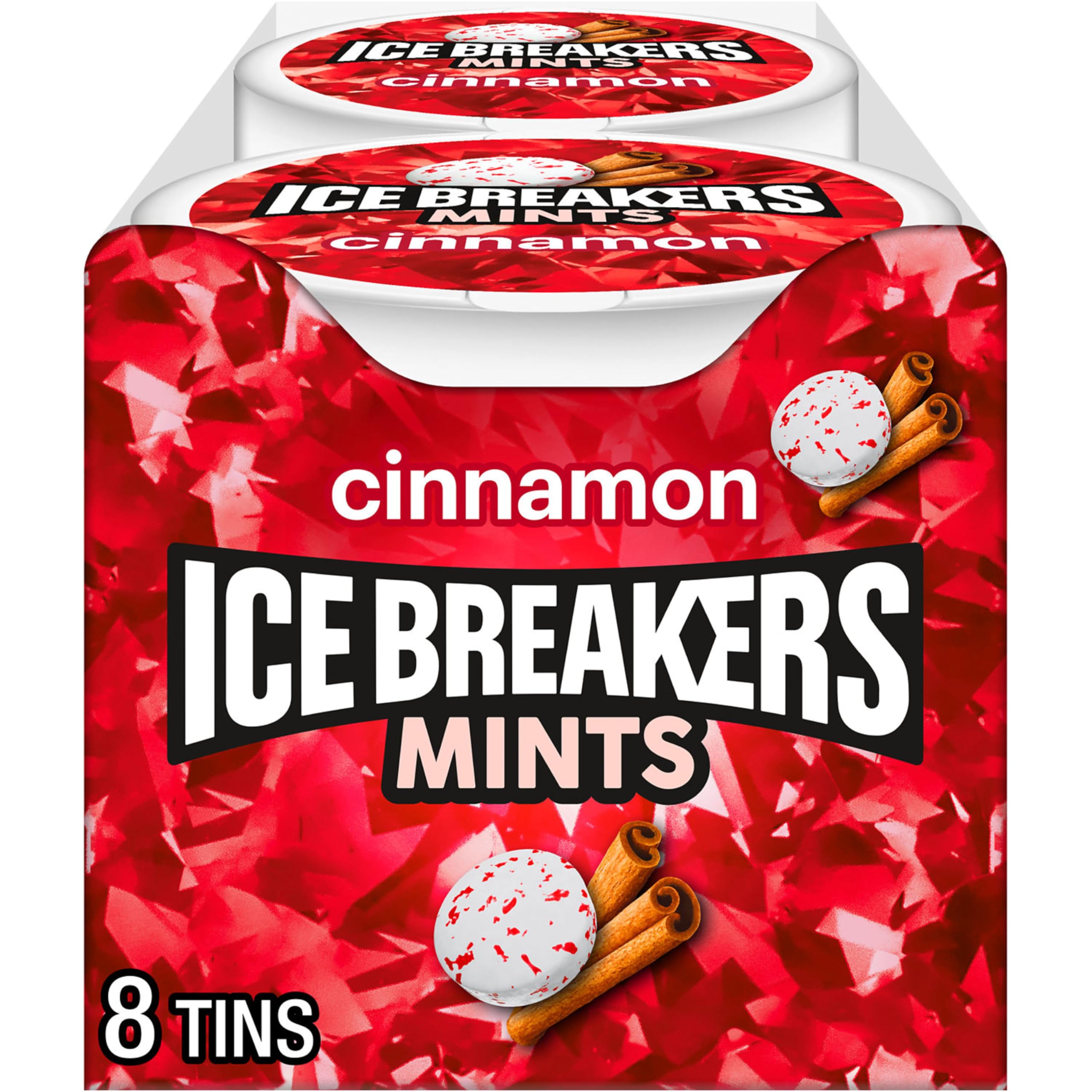 Sugar Free Cinnamon ICE BREAKERS Mints - 1.5-Ounce (Pack of 8) | Refreshing Breath Mints for Work, Travel & Everyday Freshness