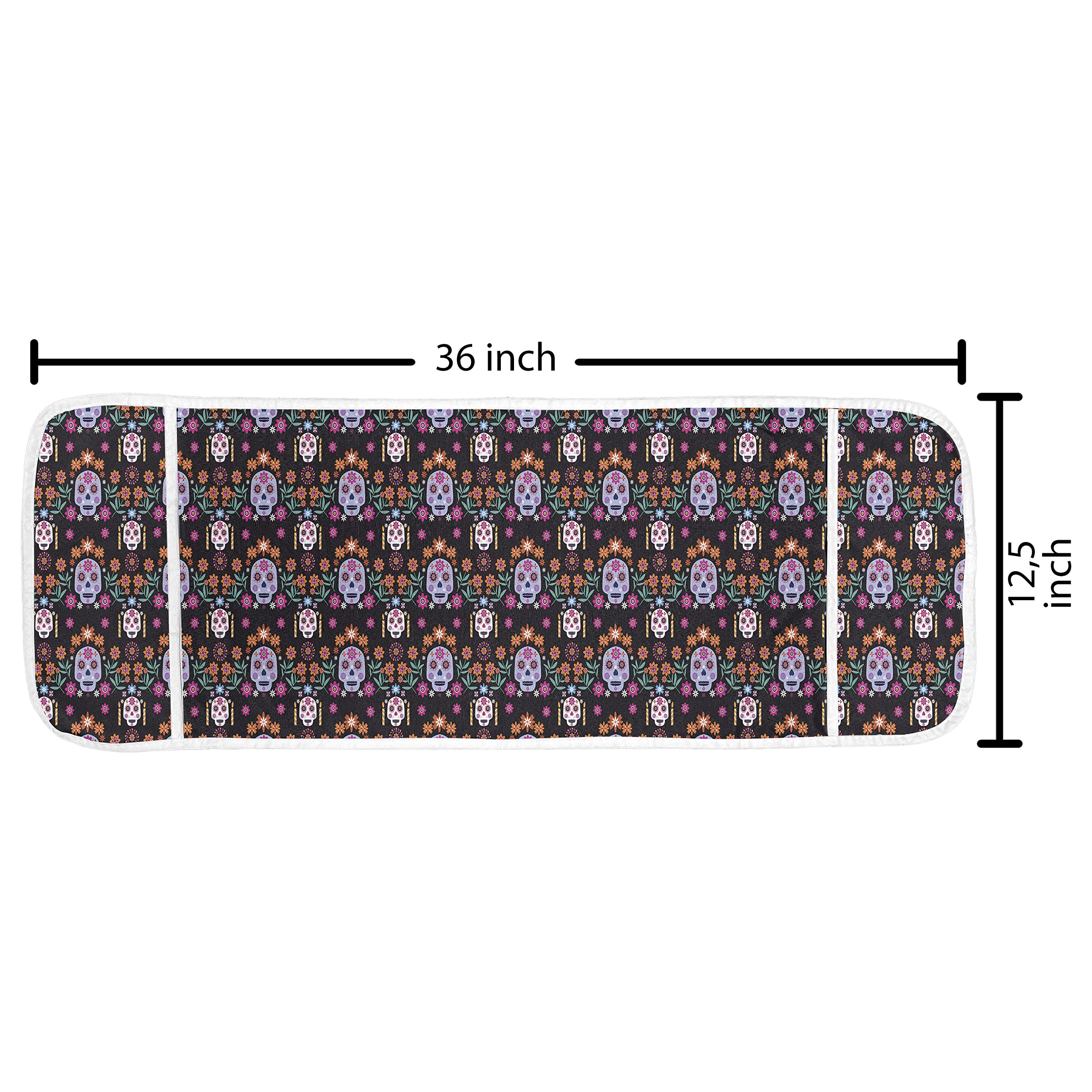 Ambesonne Dia De Los Muertos Microwave Cover - Mexican Sugar Skull & Floral Pattern Waterproof Kitchen Organizer with Pockets, 36