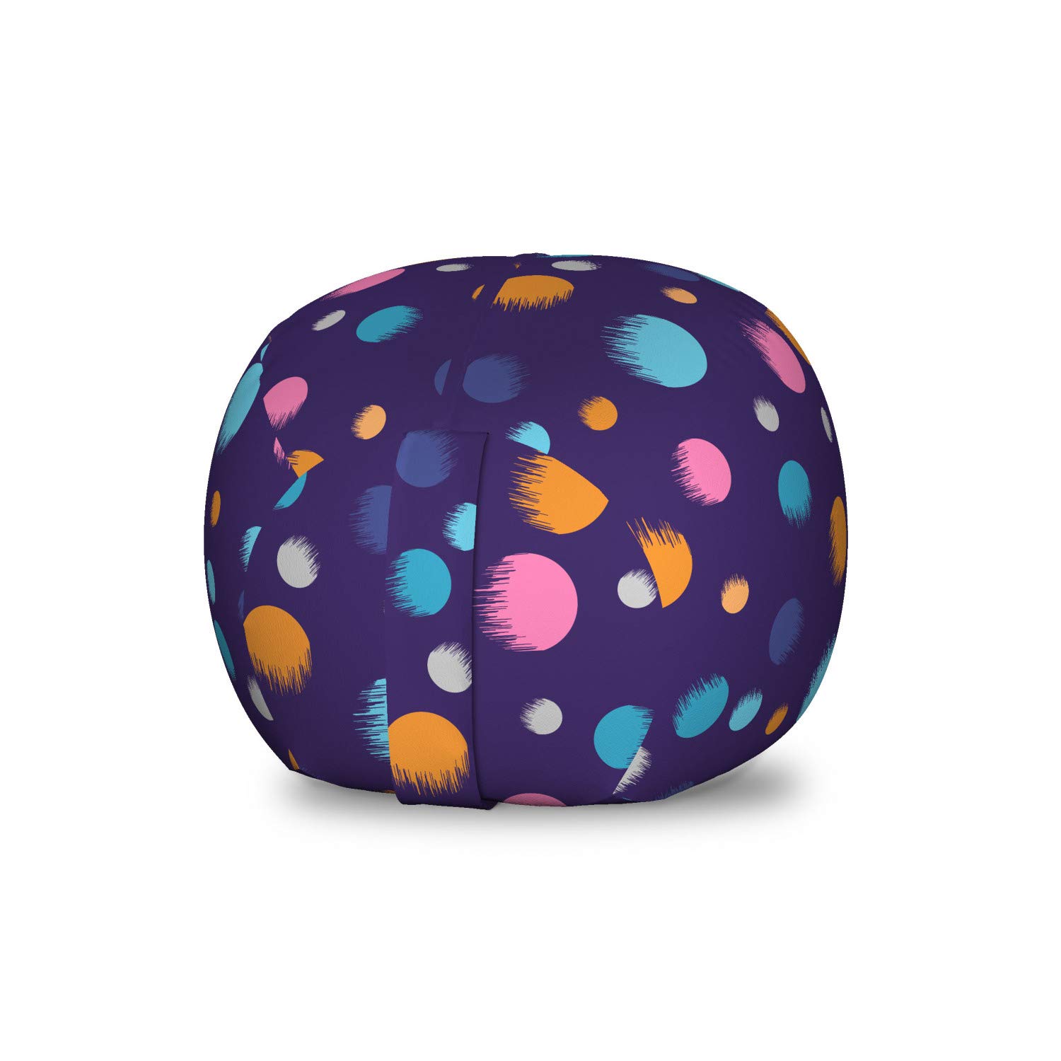 Ambesonne Space Themed Storage Toy Bag Chair - Colorful Circular Planets Design, Washable Stuffed Animal Organizer for Kids Room, Small Size (Indigo Multicolor) - Perfect for Playroom Organization & Cosmic Decor