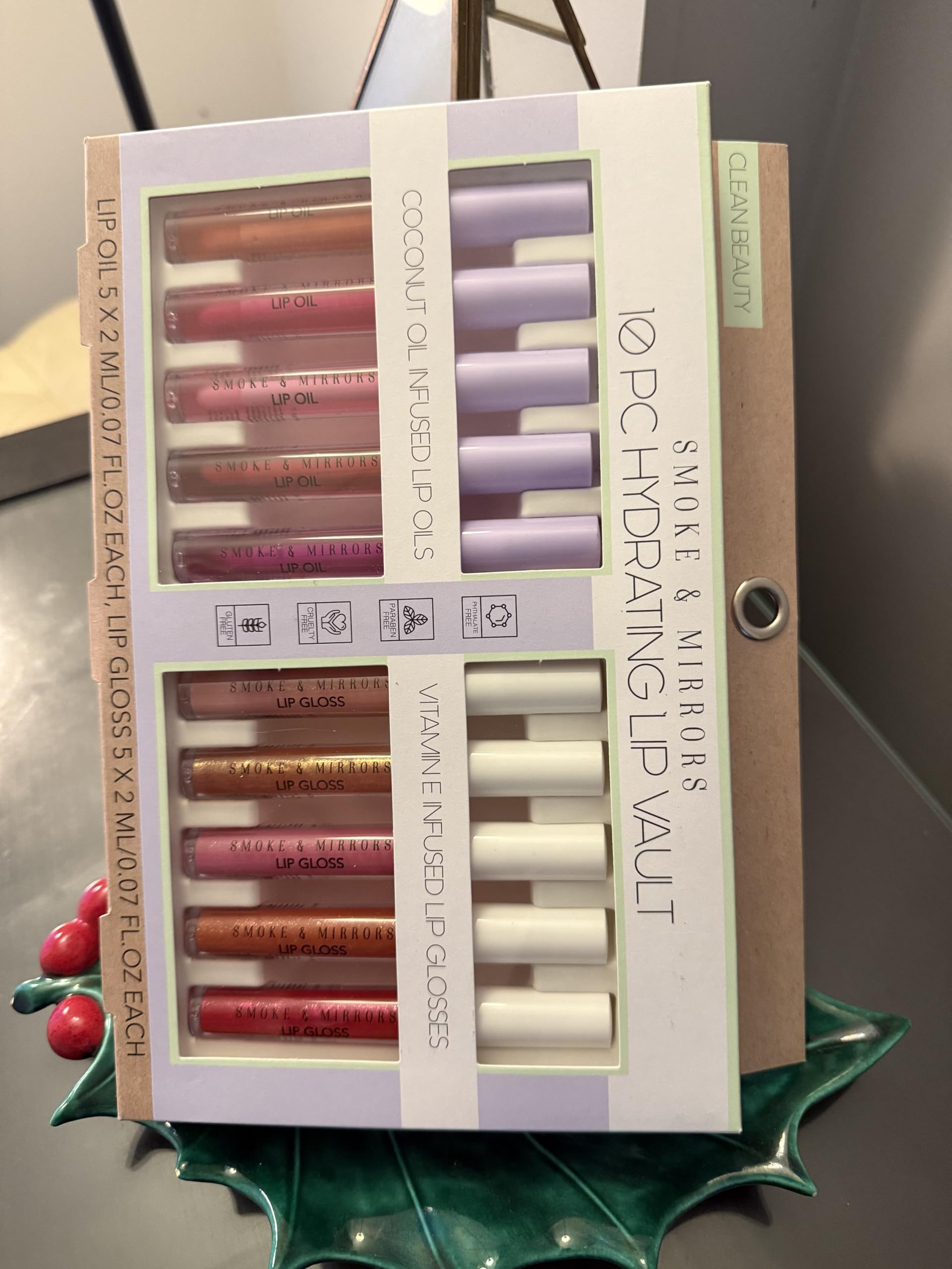 Smoke & Mirrors 10-Piece Hydrating Lip Vault Set - Coconut Oil Infused Lip Oils & Vitamin Enriched Lip Glosses for Soft, Plump Lips | Perfect for Daily Moisture, Night Care & Makeup Looks
