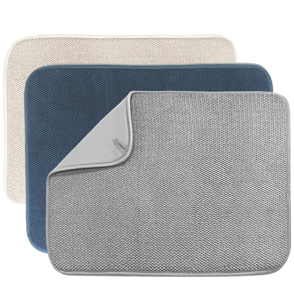 3-Pack Super Absorbent Microfiber Dish Drying Mats - 20