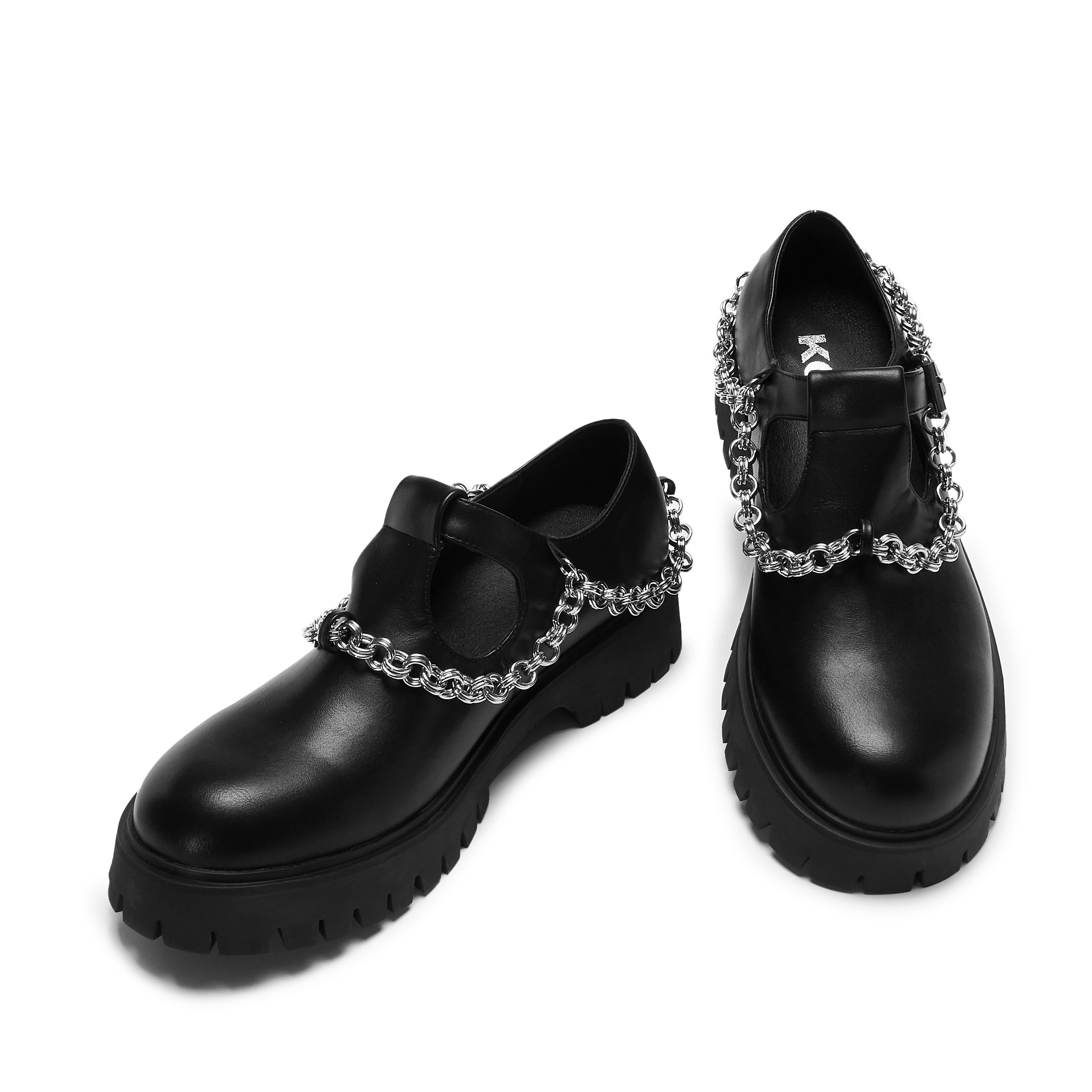 Cosmere Men's Chain Mary Janes Black Shoes - Stylish Gothic Punk Formal Footwear for Weddings, Parties & Cosplay