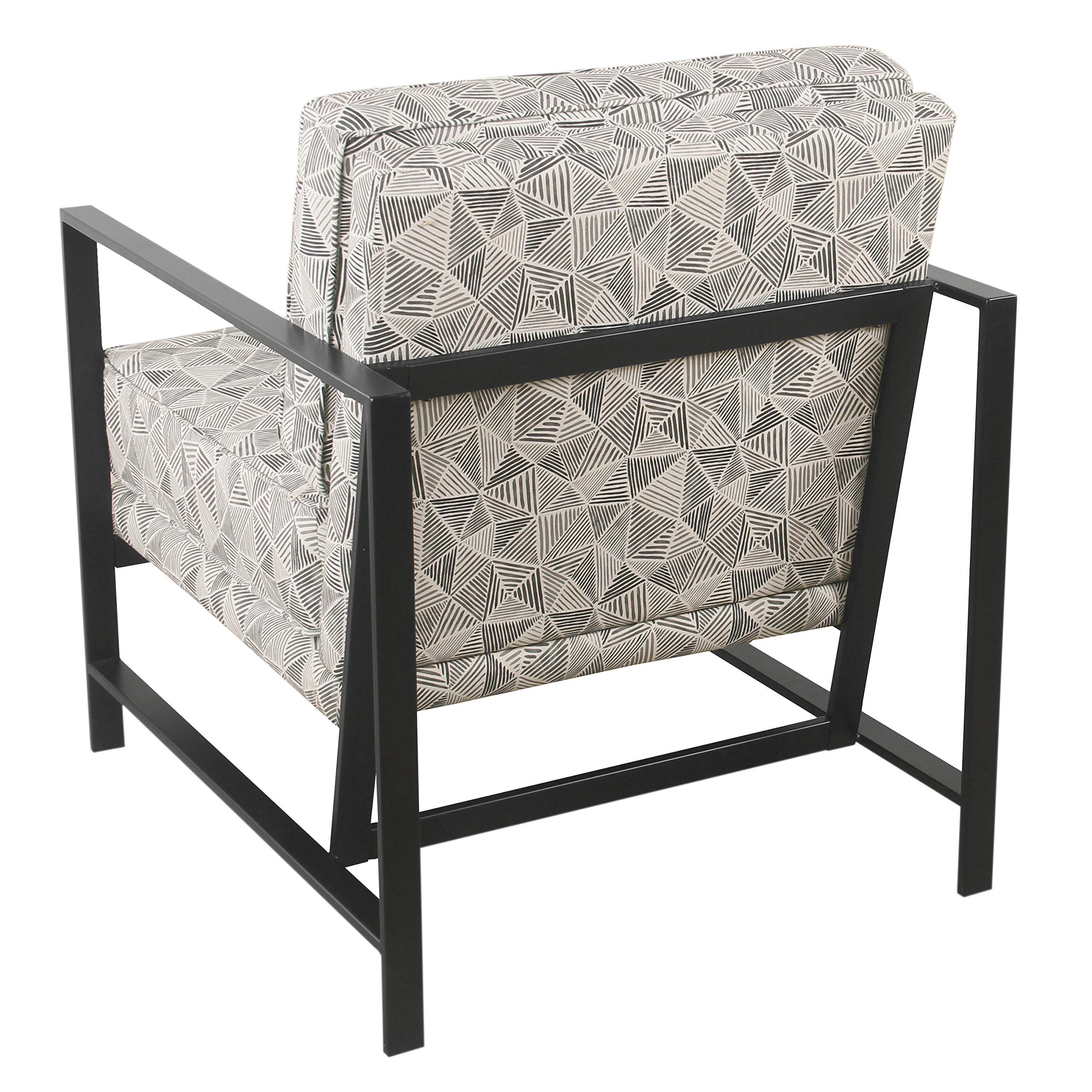 Hudson Modern Velvet Accent Chair with Sturdy Metal Frame - Gray Lines Upholstered Living Room Chair for Home Office, Lounge & Bedroom Decor