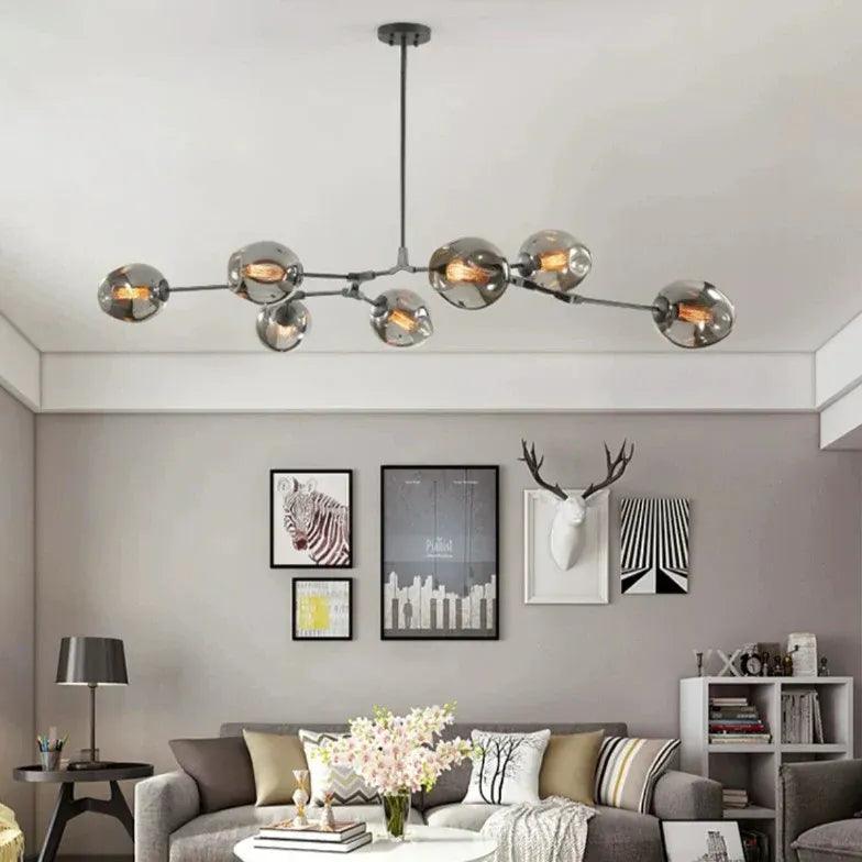 Modern Minimalist Transparent Glass Ball Chandelier - Elegant Ceiling Light Fixture for Living Room, Dining Room, and Bedroom Decor