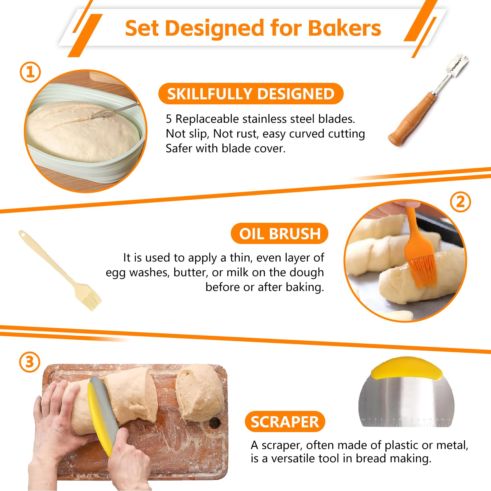 Premium 9-Inch Round Silicone Banneton Bread Proofing Basket - Foldable Sourdough Baking Supplies Kit with Essential Tools | Perfect for Artisan Bread Making, Home Bakers & Gift Giving