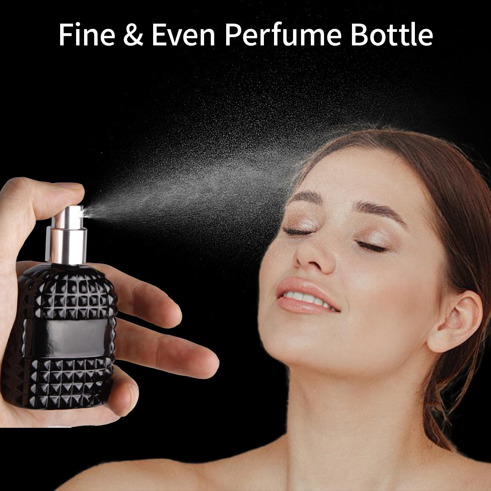 2 Pack 30ml Empty Refillable Glass Perfume Spray Bottles - Fine Mist Atomizer for Travel, Fragrance, Essential Oils & Liquids | Portable Perfume Containers for Home, Office & On-the-Go Use (Black)