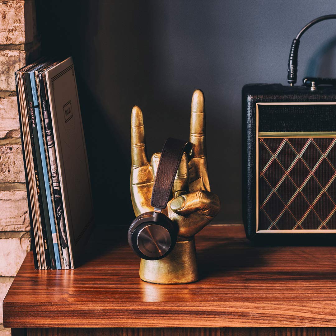Premium Antique Gold Headphone Stand - Closed Headphone Hanger & Earbud Holder - Single Desk Organizer for Gaming Headsets & Audio Accessories - Perfect for Home Office, Gaming Setup & Studio Use