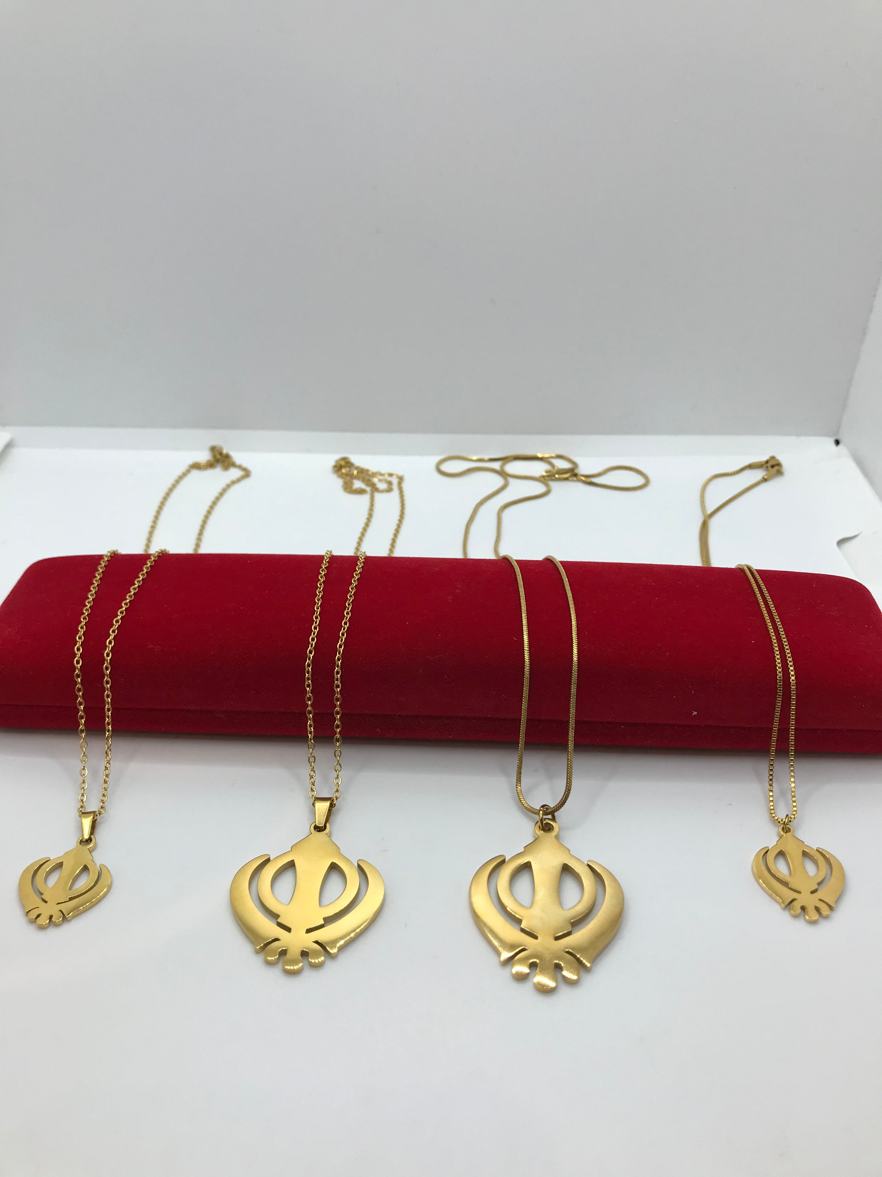 18k Gold Plated Khanda Necklace - Spiritual Sikh Jewelry for Men & Women - Perfect for Religious Ceremonies, Weddings & Everyday Wear