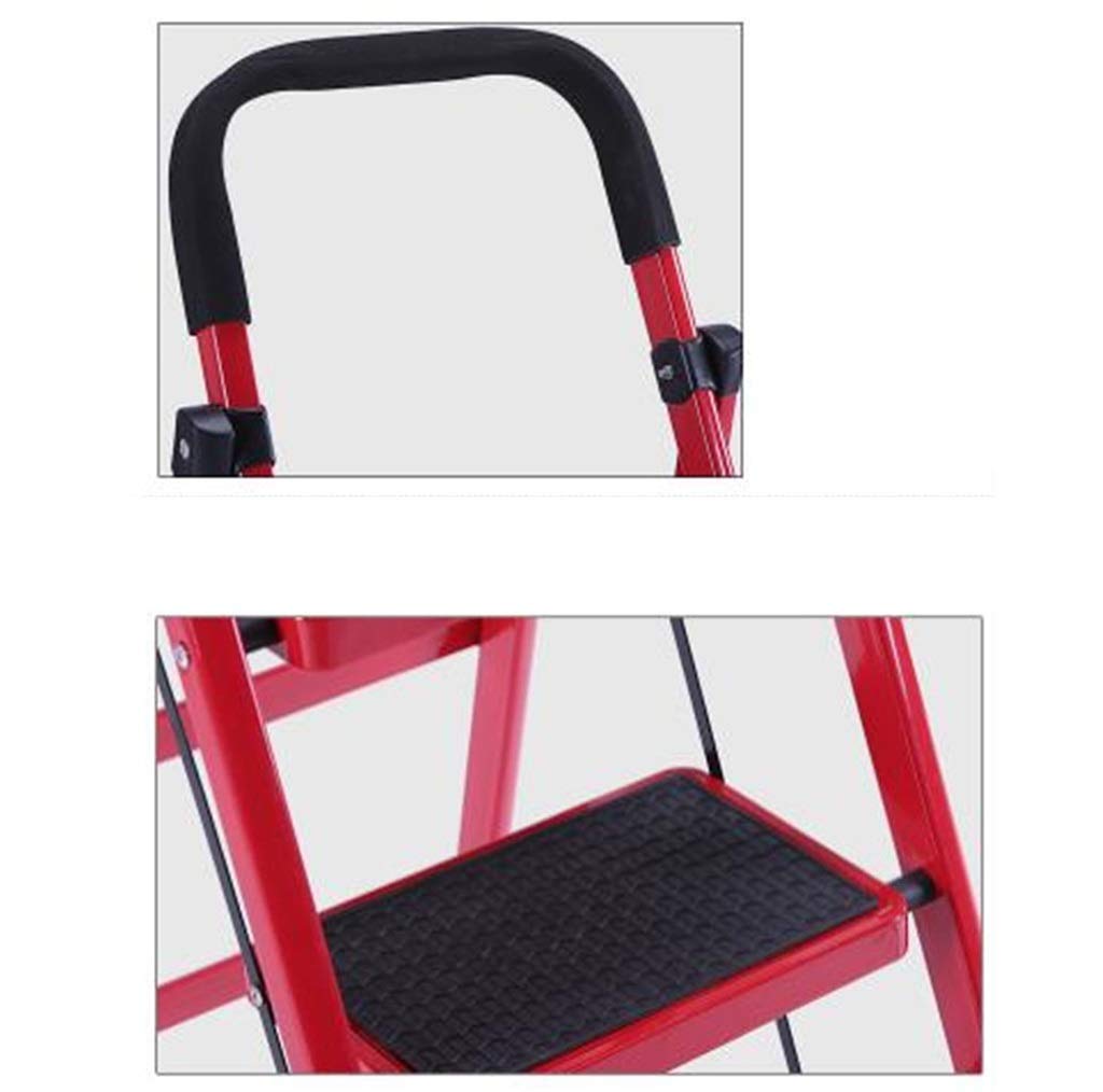 Multi-Purpose 4-Step Safety Ladder with Wide Pedal - Heavy Duty Iron Folding Step Stool for Garden, Orchard, Shop & Home Use - Perfect for Trimming, Harvesting & Household Tasks
