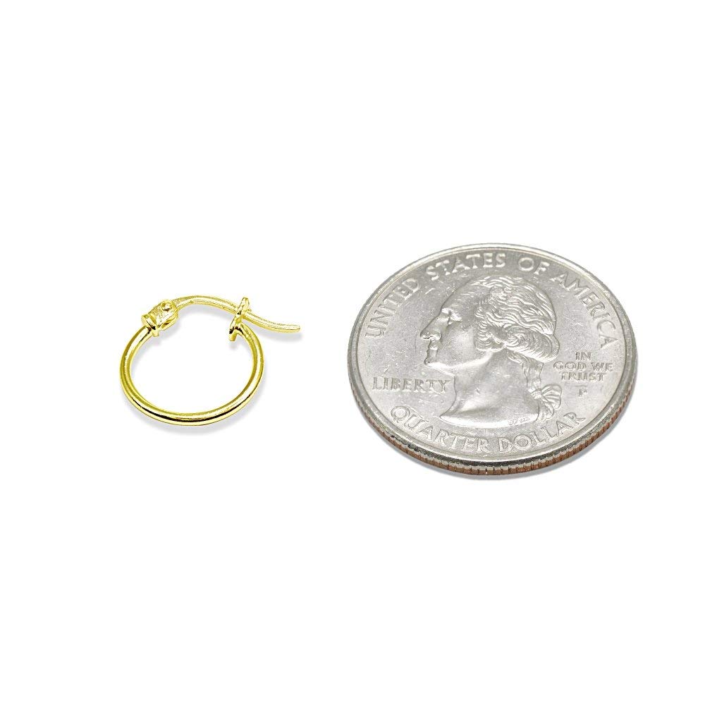 Sterling Silver & Gold Hoop Earrings Set for Women & Men - Thin Lightweight Polished Round Post Click-Top Hoops (12-20mm Diameter) - 1-3 Pairs Jewelry Gift Set for Everyday Wear, Parties & Special Occasions