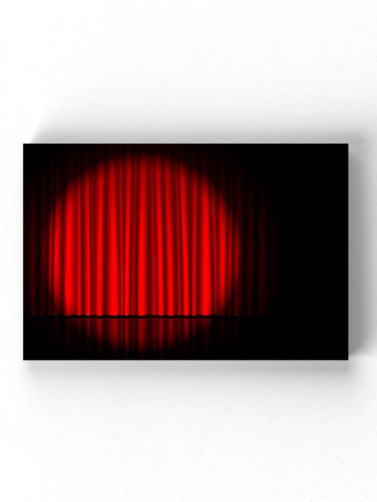Red Curtain and Spotlight Wrapped Canvas Wall Art - Modern Home Decor for Living Room, Bedroom & Office - Perfect for Theater Lovers & Dramatic Interior Design