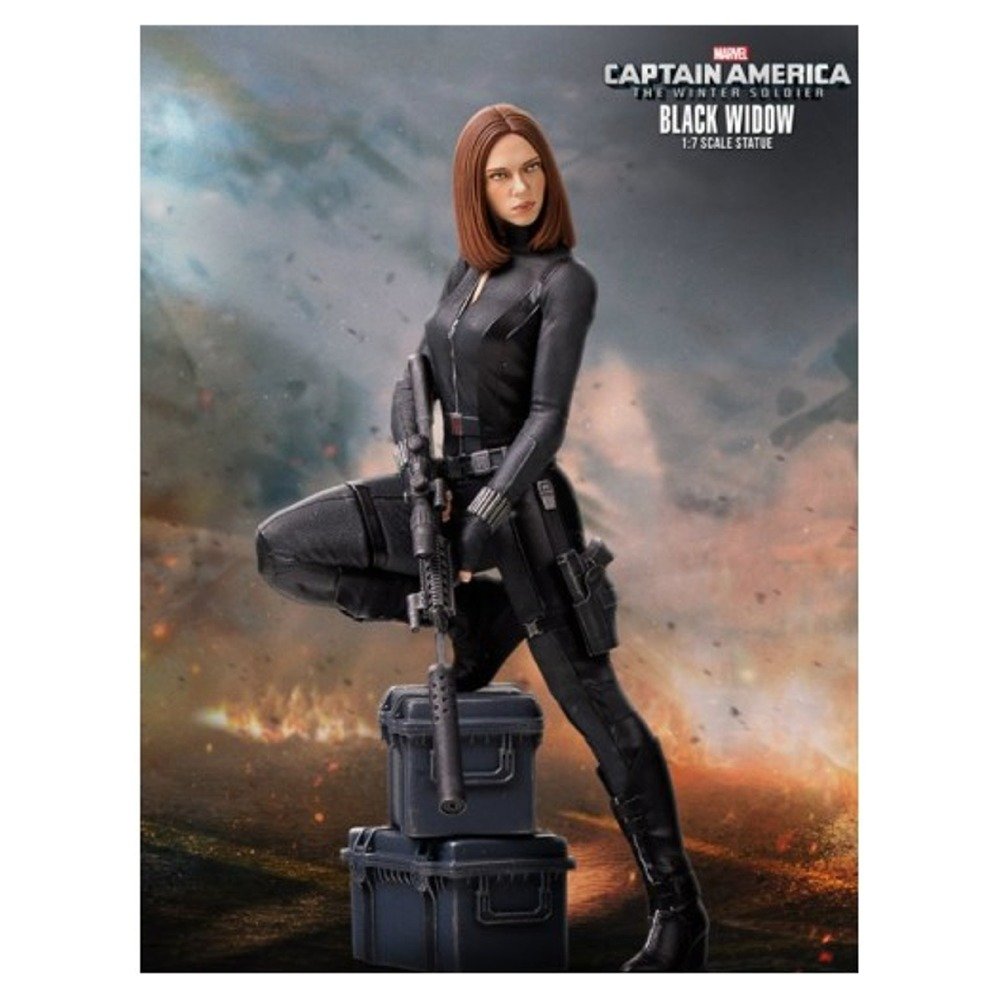 Captain America & Black Widow 9-Inch Collectible Statue - The Winter Soldier Movie Edition | Marvel Avengers Action Figure for Display & Gift Giving