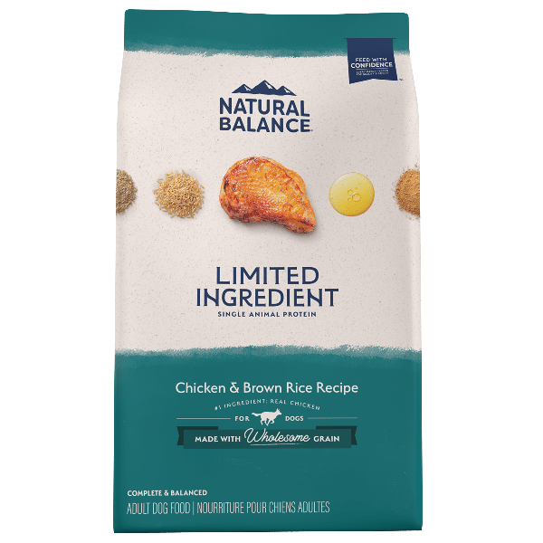 Natural Balance Limited Ingredient Chicken & Brown Rice Recipe Dry Dog Food - 24lb Bag for Sensitive Stomach & Allergies | Perfect for Adult Dogs with Dietary Restrictions & Digestive Issues
