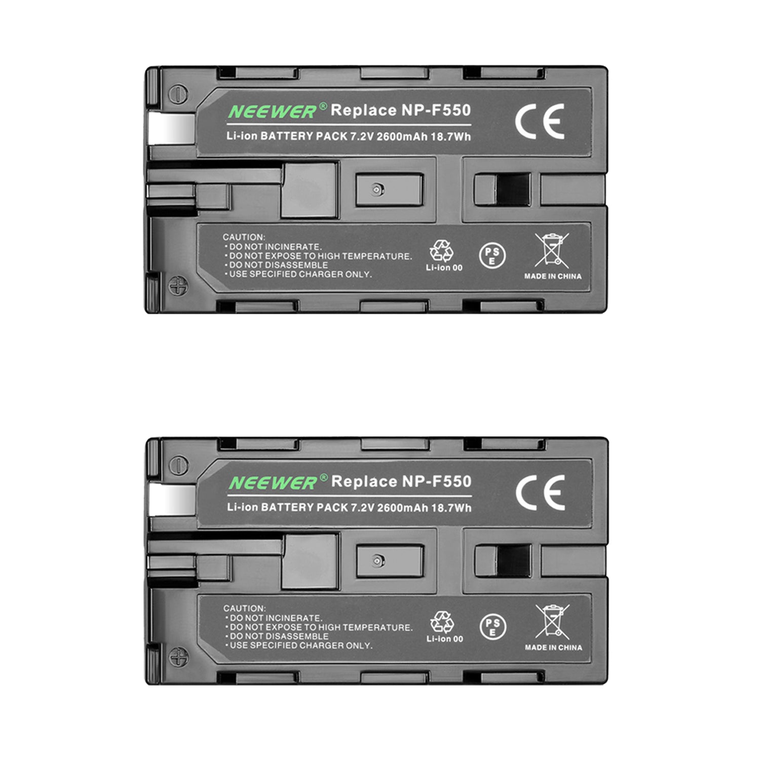 NEEWER 2 Pack 2600mAh Replacement Battery for Sony NP-F550 NP-F570 NP-F530 Cameras - Compatible with Sony Digital Cameras, Camcorders and Video Equipment