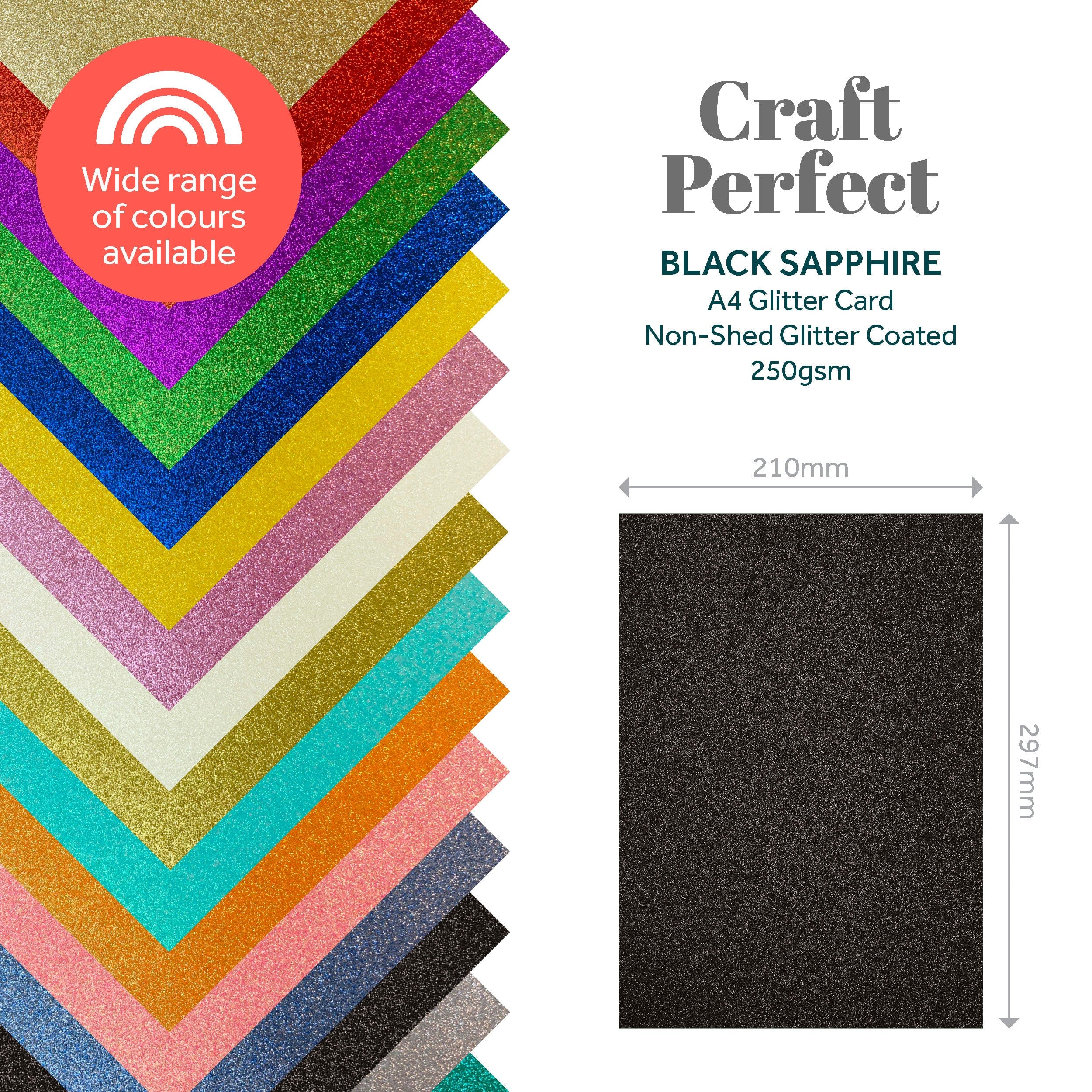 3-Pack Black Sapphire Glitter A4 Cards (9943E3) - Perfect for Scrapbooking, Greeting Cards & DIY Crafts