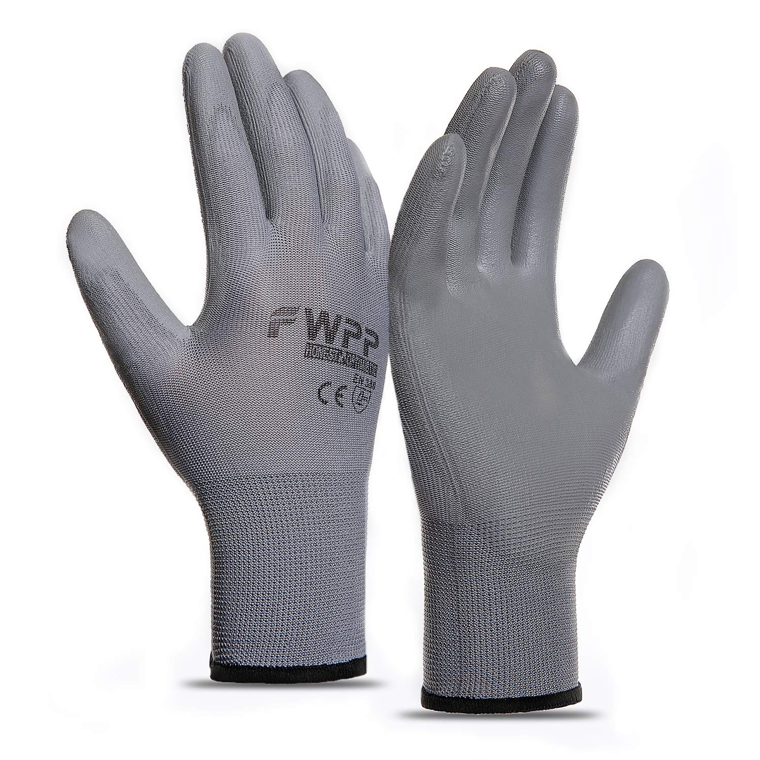 FWPP GP003003 Gray PU Coated Work Gloves - Durable & Grip-Enhanced Safety Gloves for Construction, Gardening, and DIY Projects