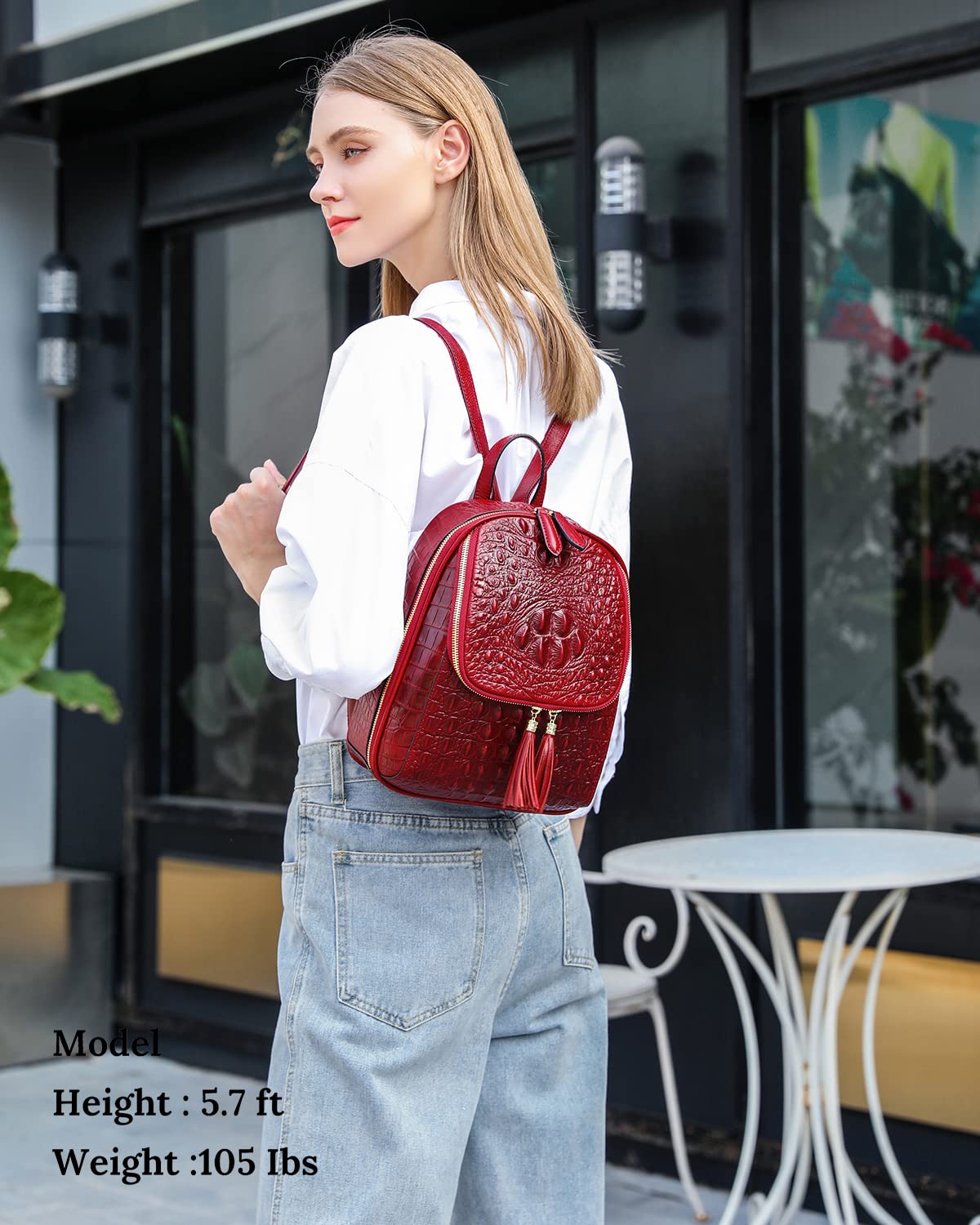 Stylish COOLCY Small Crocodile Leather Backpack Purse for Women - Designer Ladies Fashion Handbag for Work, Travel & Everyday Use