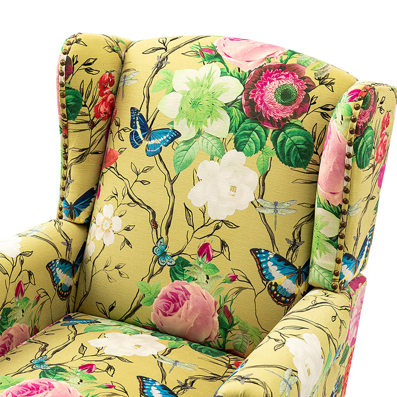 Felix Upholstered Wingback Armchair with Spindle Legs - Comfortable Living Room Chair for Reading & Relaxing - Perfect for Home Office, Bedroom or Lounge Area