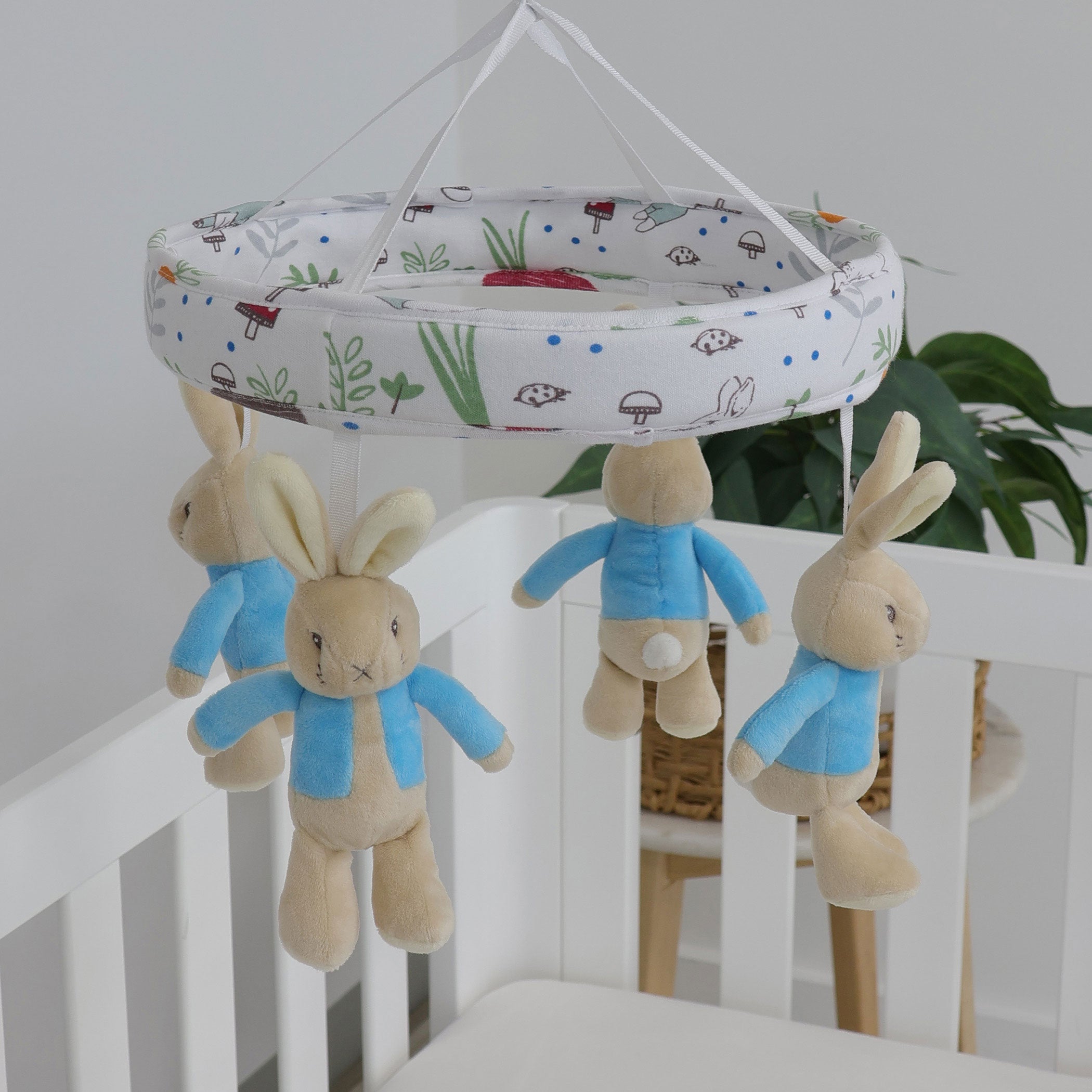Peter Rabbit 'New Adventure' Musical Mobile - Blue Baby Crib Toy for Nursery Decor & Soothing Newborns to Sleep
