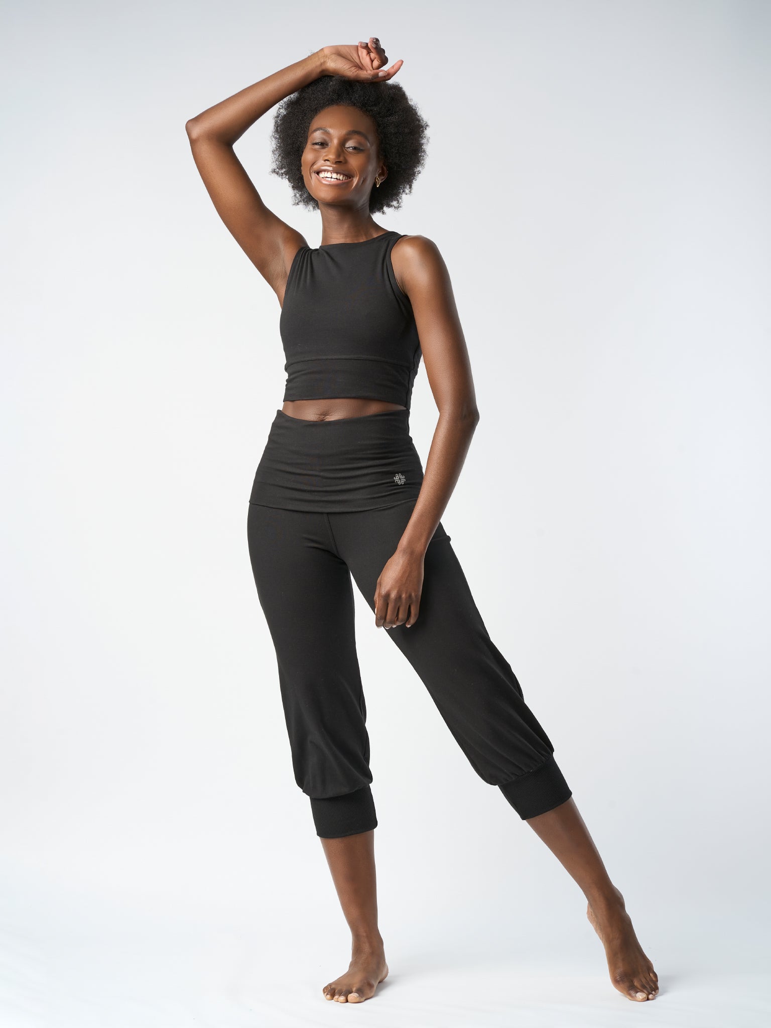 Gossypium Aspire Cropped Harem Pants - Black | Women's Casual Lounge Pants for Yoga, Home & Travel