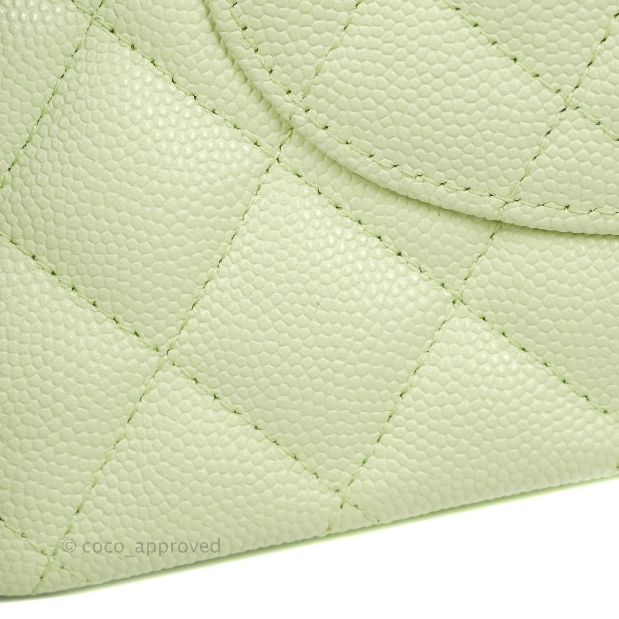 Chanel Classic M/L Medium Flap Bag in Quilted Avocado Green Caviar Leather with Gold Hardware - Luxury Handbag for Women, Perfect for Parties, Work & Everyday Use
