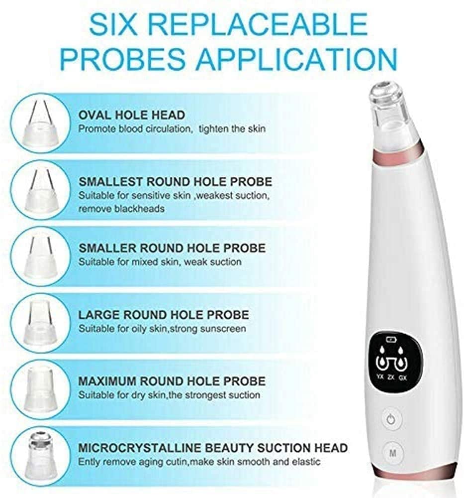 Electric Blackhead Remover Vacuum - USB Rechargeable Pore Cleaner with LED Display for Deep Cleansing | Perfect for Acne-Prone Skin & Daily Facial Care at Home