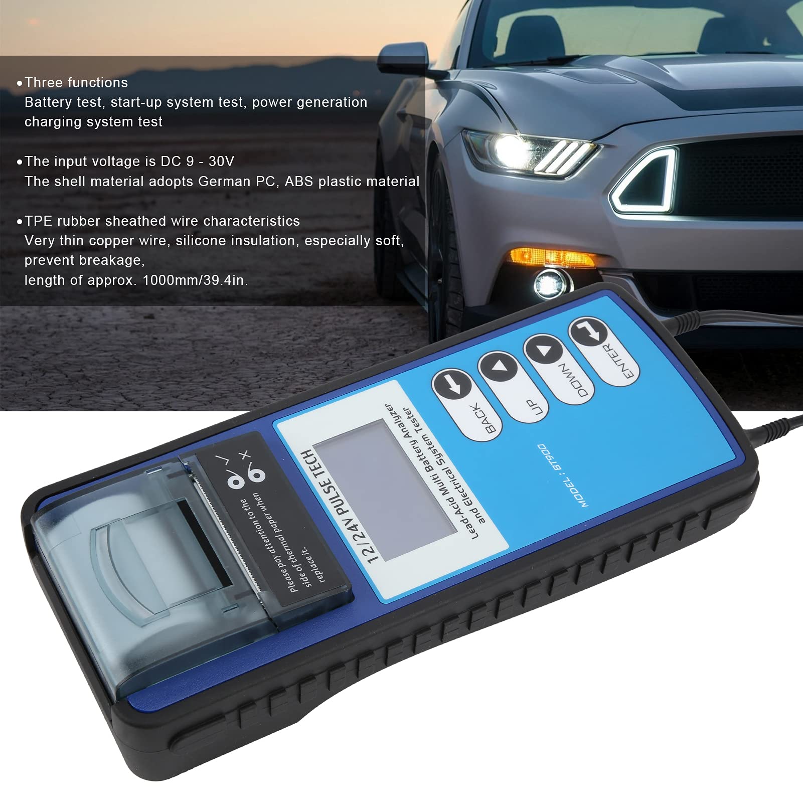 12V/24V Car Battery Tester BT900 - Digital LCD Battery Analyzer with Printer for Vehicle Charging System | Automotive Battery Health Check | Perfect for Mechanics, DIY Car Maintenance & Fleet Management